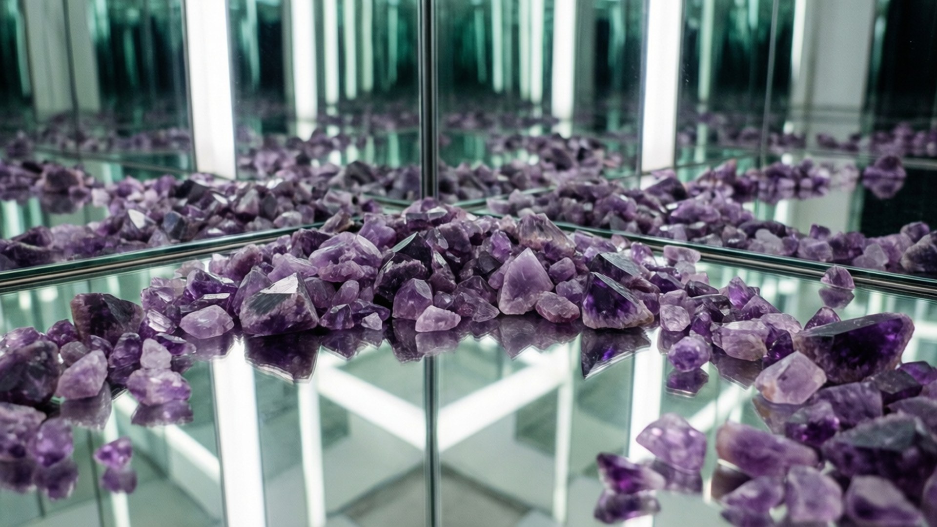 Amethyst, mirrored surfaces, infinite reflections, Full HD Desktop Wallpaper