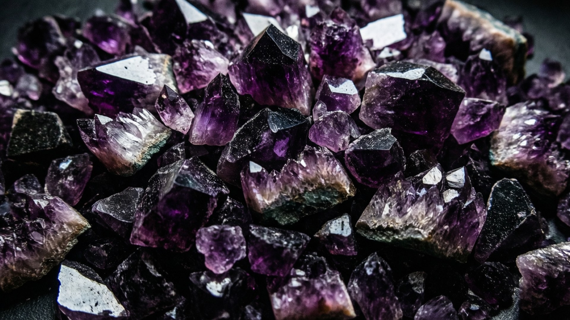 amethyst, deep purple facets, white mineral inclusions, Full HD Desktop Wallpaper