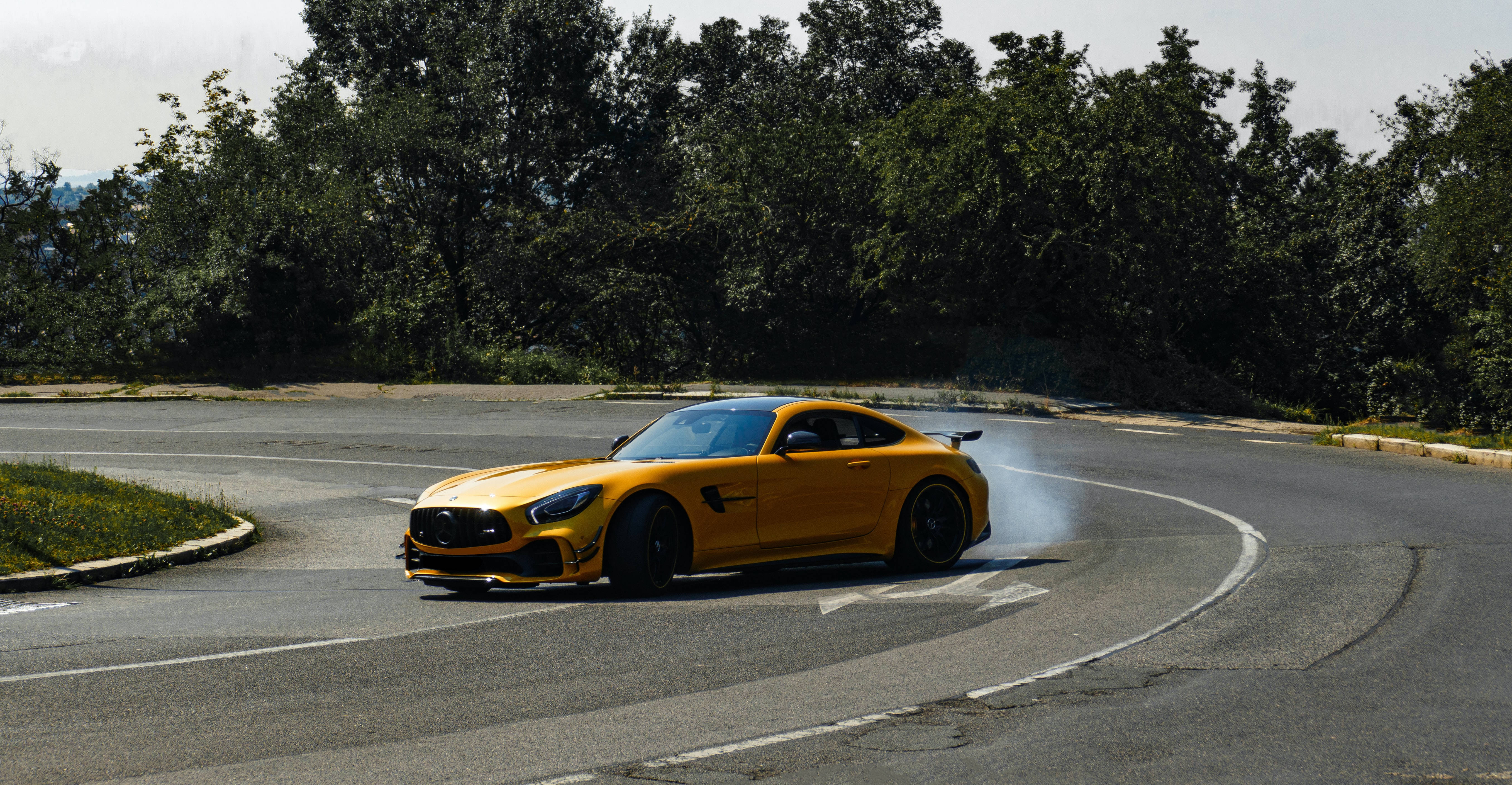 AMG GT R, Race Track, vibrant yellow, 5K Desktop Wallpaper