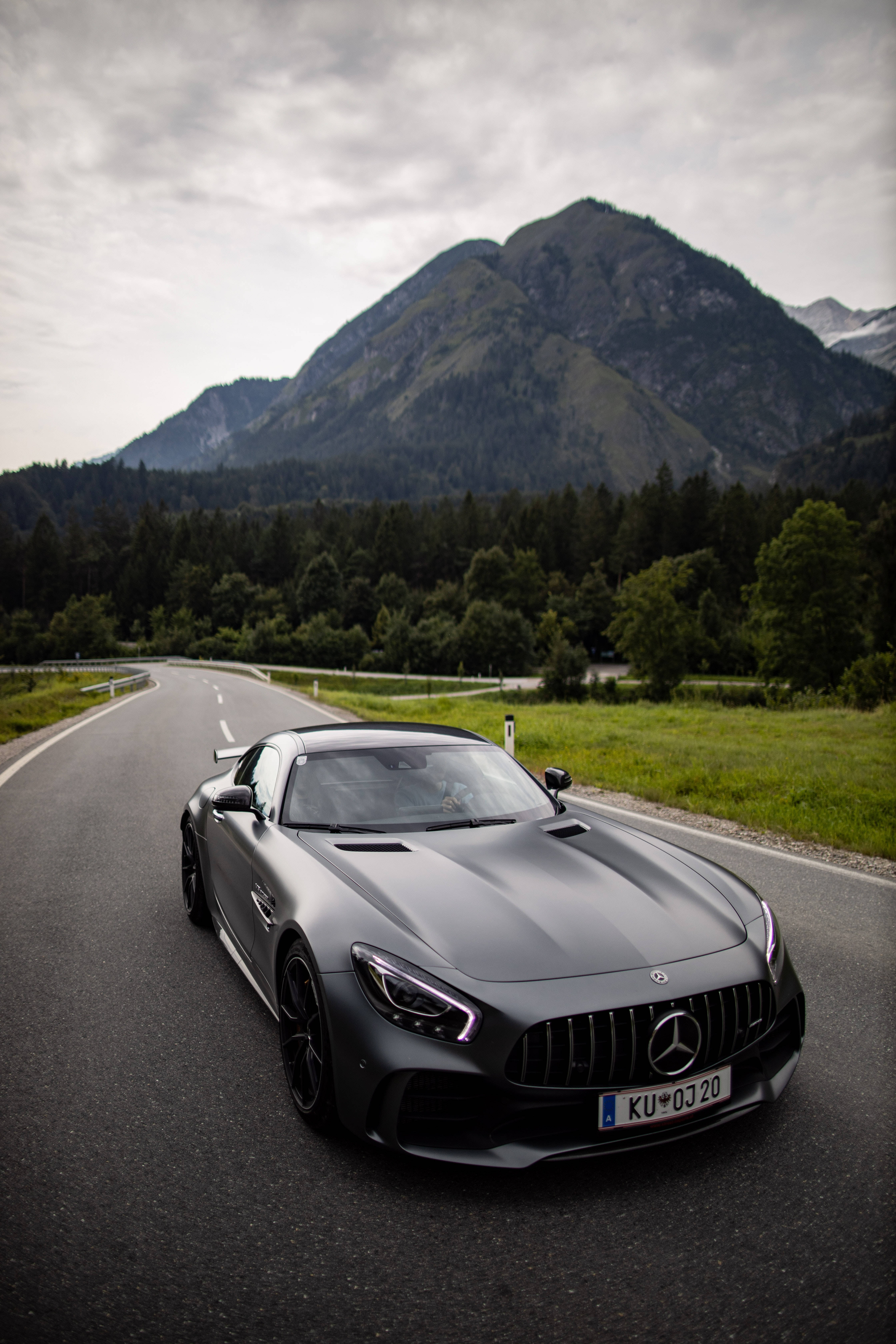 AMG GTR, country road, mountain road, 5K Phone Wallpaper