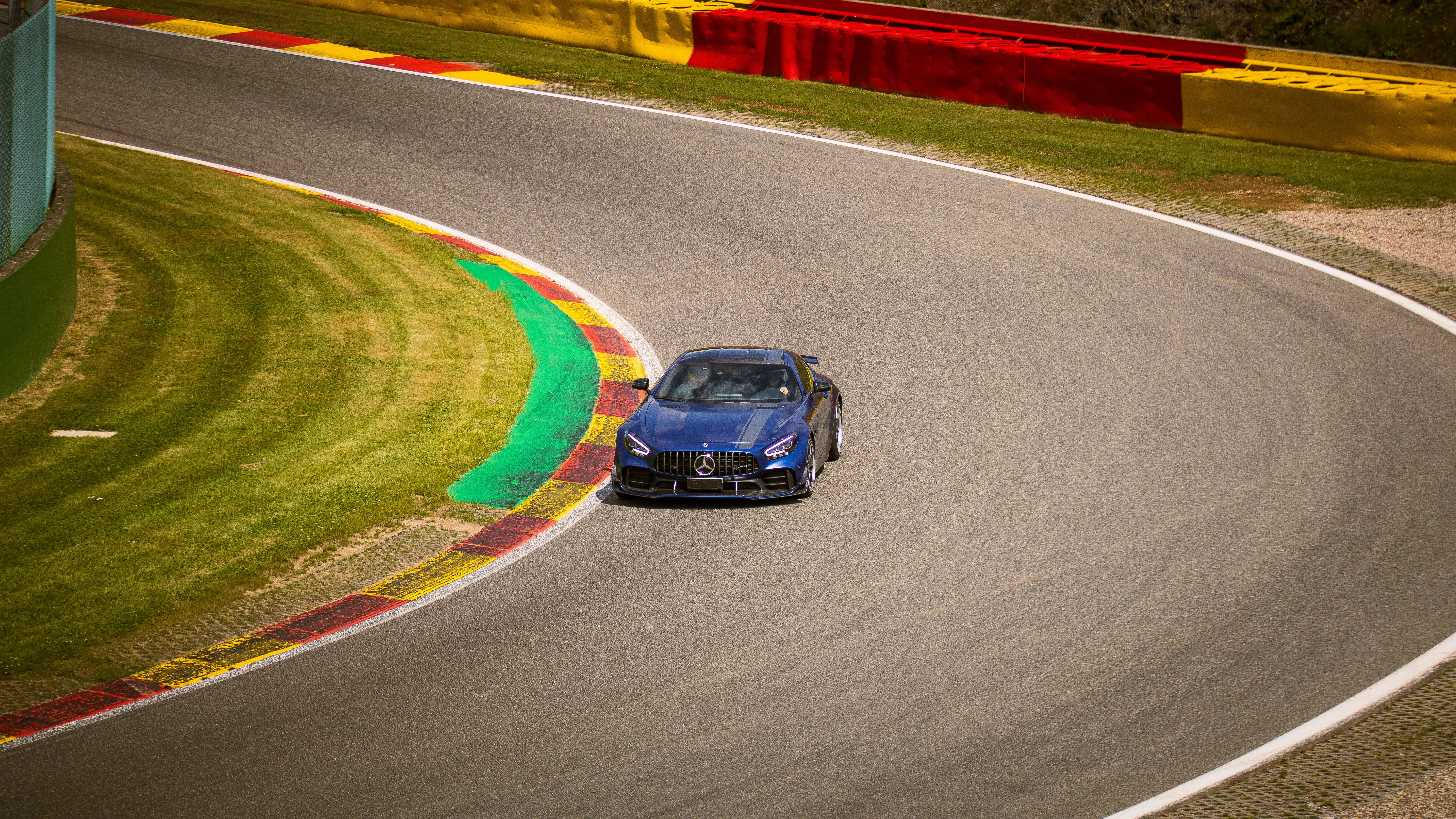 AMG GTR, race track, blue, 5K Desktop Wallpaper