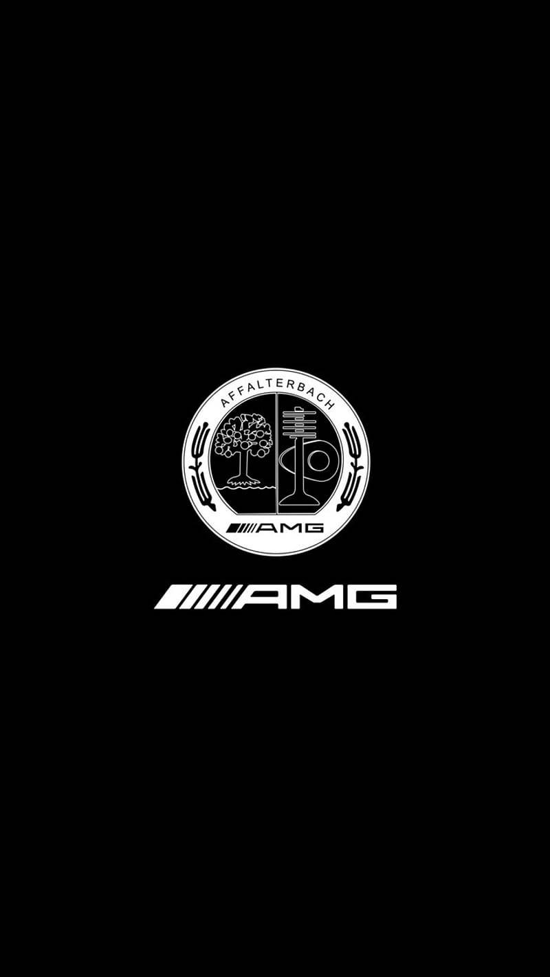 AMG, white AMG logo, crest, HD Phone Wallpaper