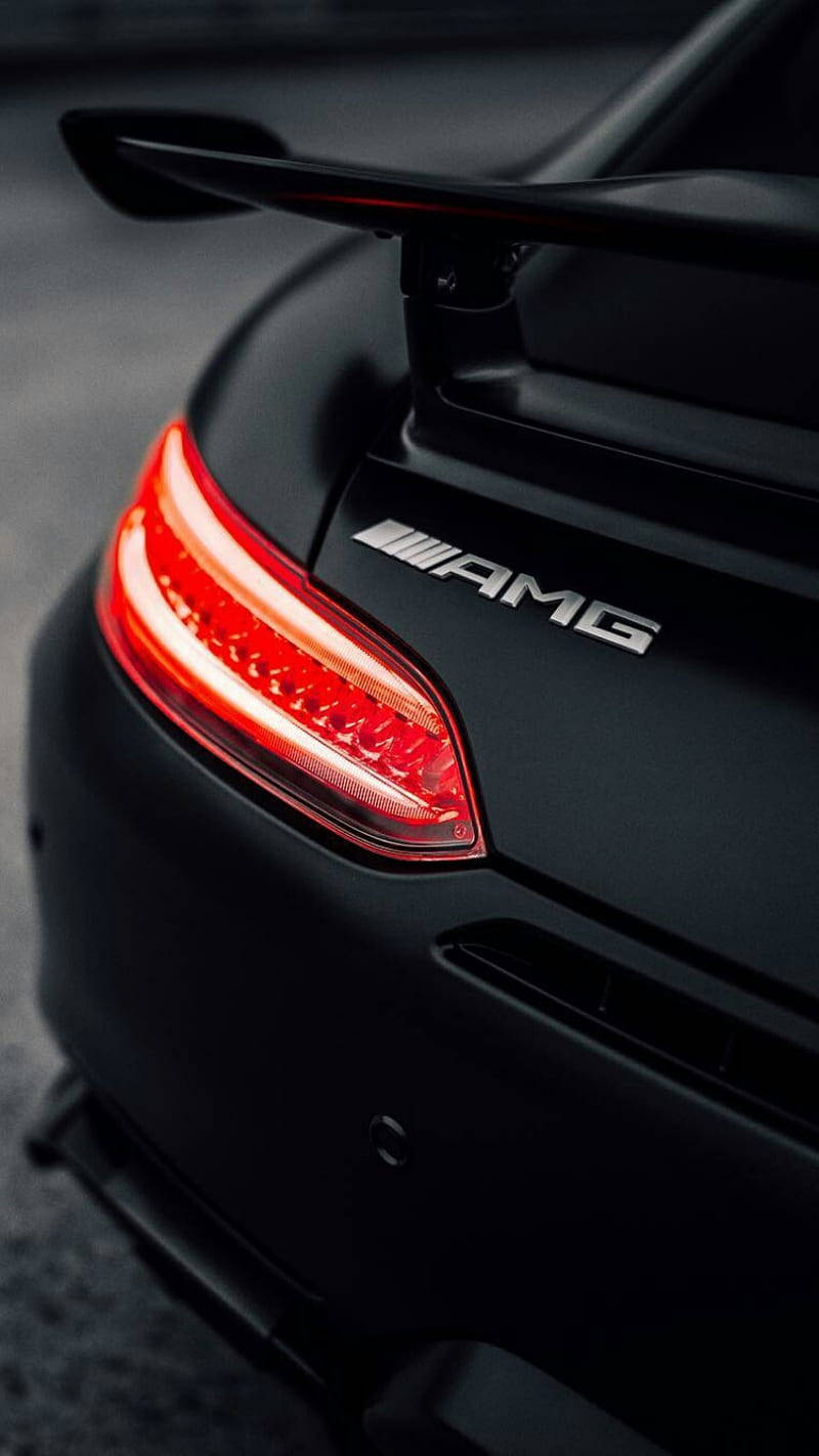 AMG, matte black, glowing red taillight, HD Phone Wallpaper
