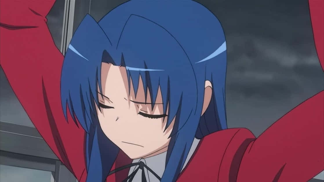 Ami Kawashima, blue-haired, red jacket, SD Desktop Wallpaper