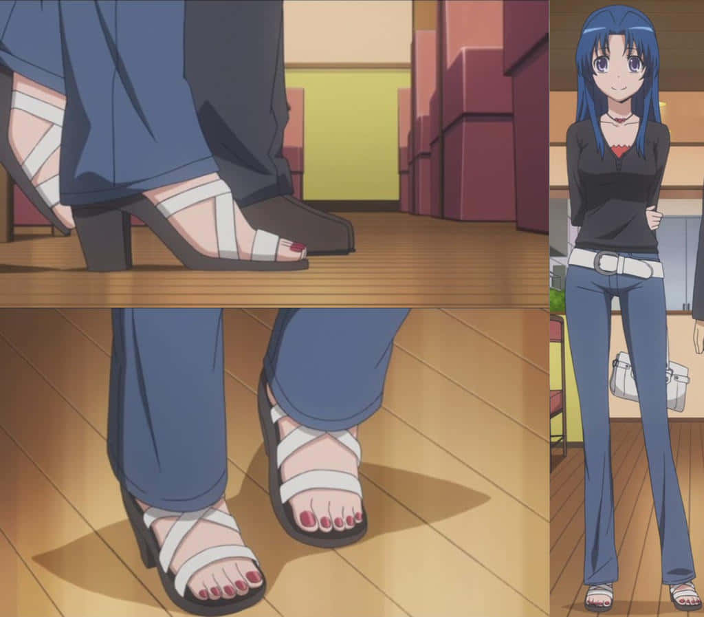 Ami Kawashima, blue hair, red nails, SD Desktop Wallpaper