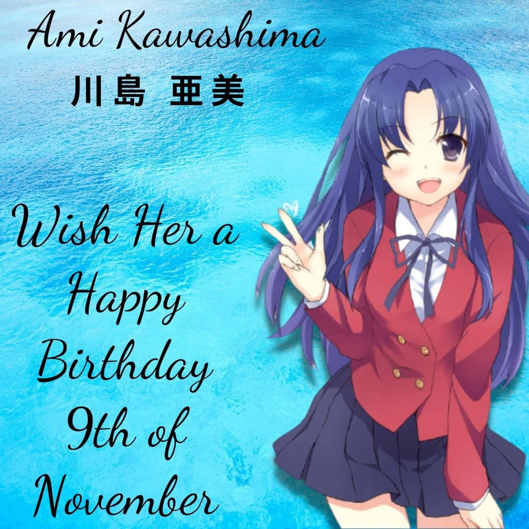 Ami Kawashima, purple hair, red school uniform, SD Desktop Wallpaper