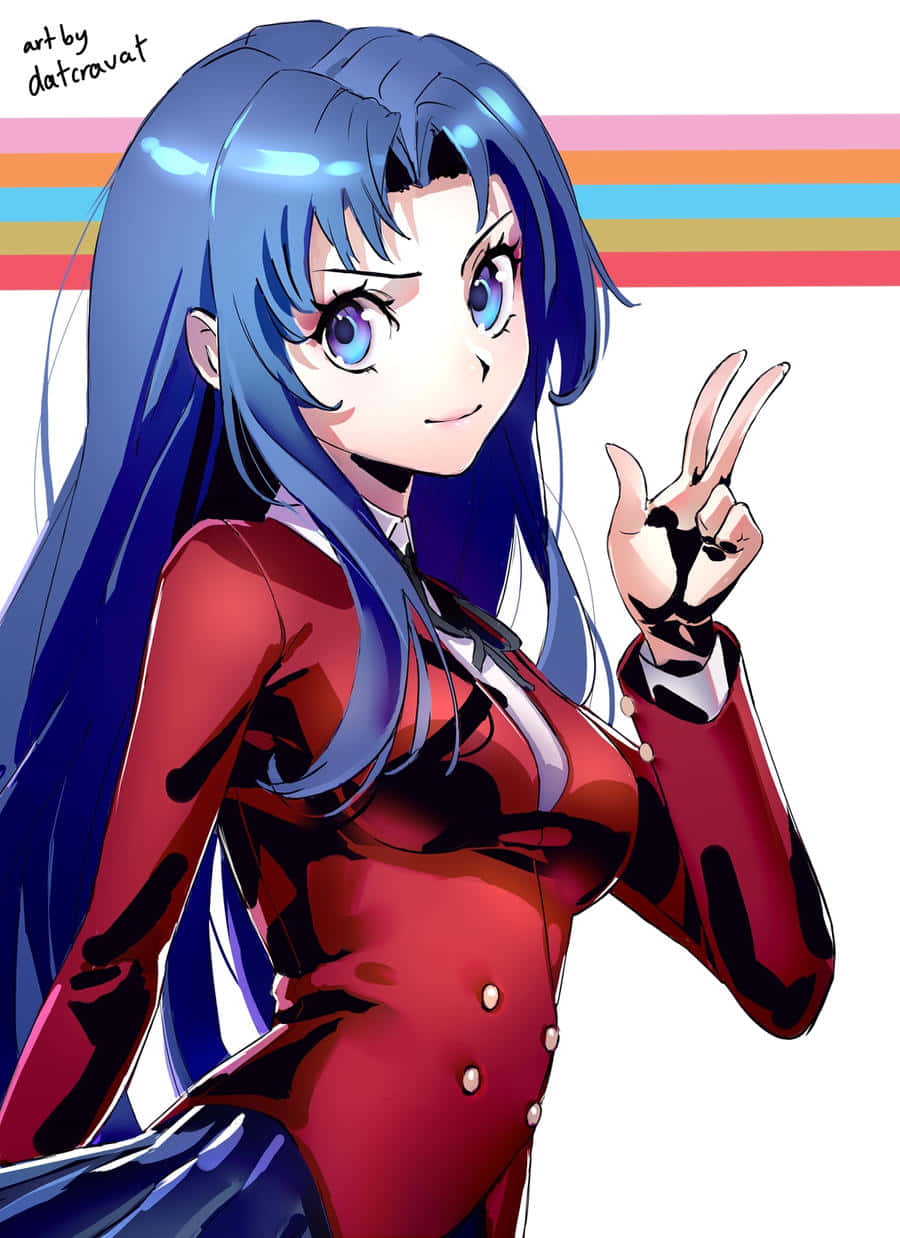Ami Kawashima, long blue hair, bright eyes, SD Phone Wallpaper