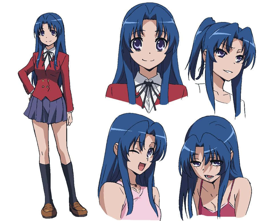 Ami Kawashima, blue hair, purple eyes, SD Desktop Wallpaper