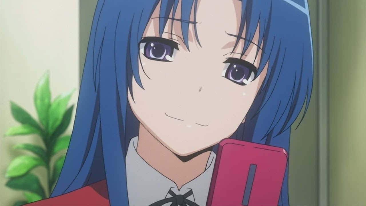 Ami Kawashima, blue-haired, purple eyes, HD Desktop Wallpaper
