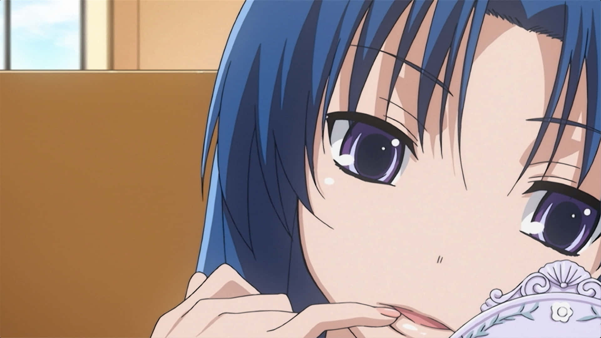 Ami Kawashima, blue hair, purple eyes, Full HD Desktop Wallpaper