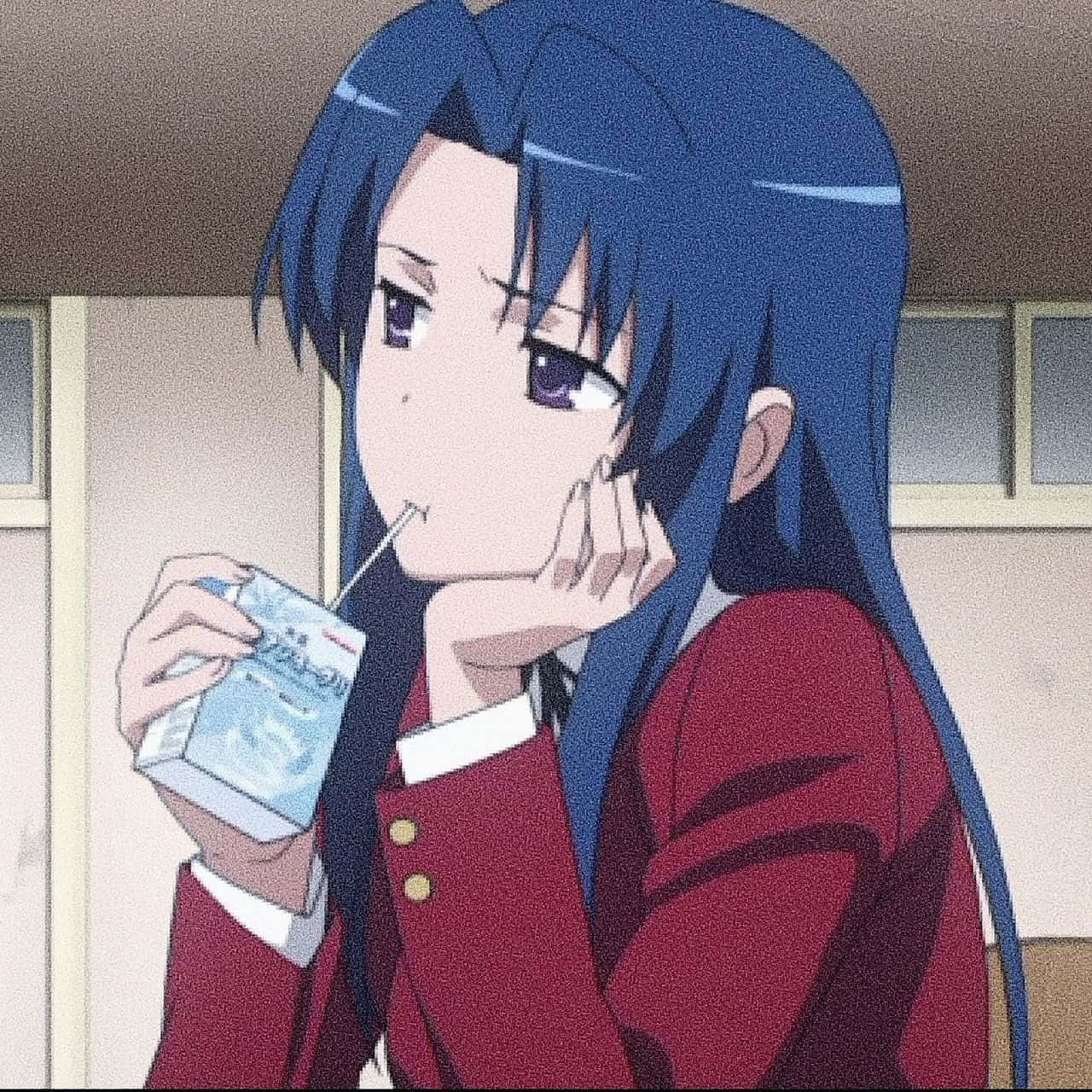 Ami Kawashima, blue-haired, red school uniform, HD Desktop Wallpaper