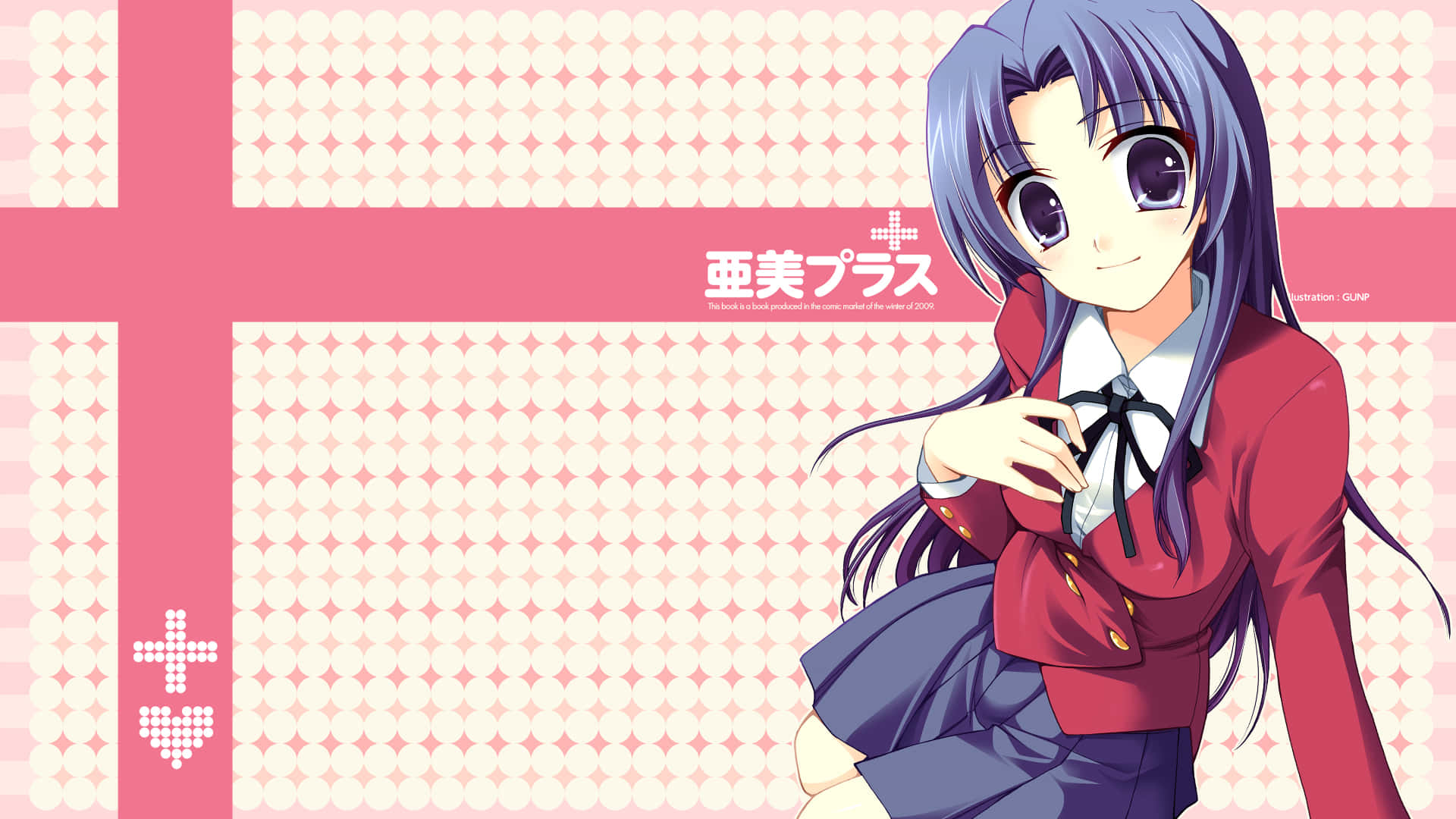 Ami Kawashima, purple hair, red school uniform, Full HD Desktop Wallpaper