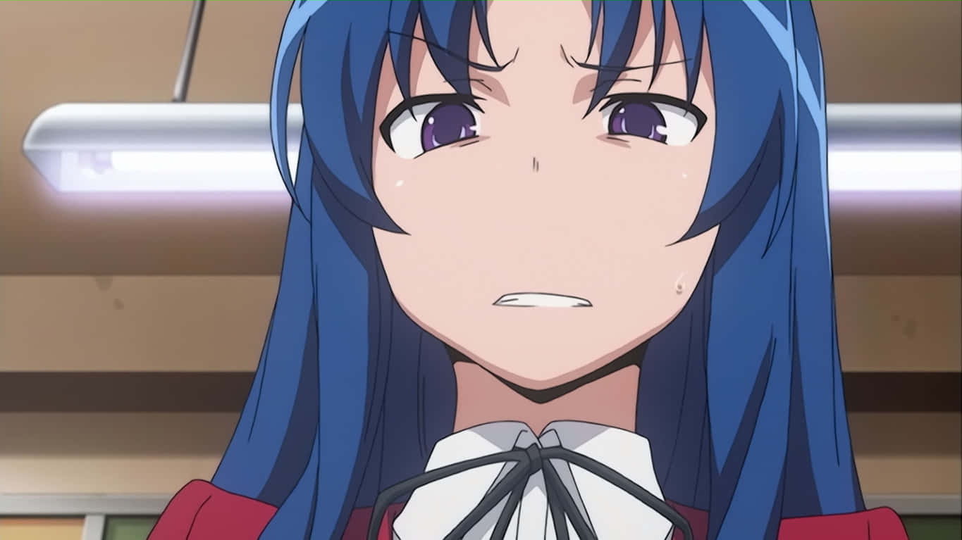 Ami Kawashima, blue-haired, purple eyes, HD Desktop Wallpaper