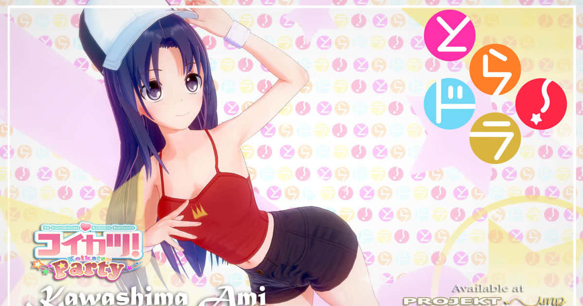 Ami Kawashima, sailor hat, pastel patterned background, SD Desktop Wallpaper