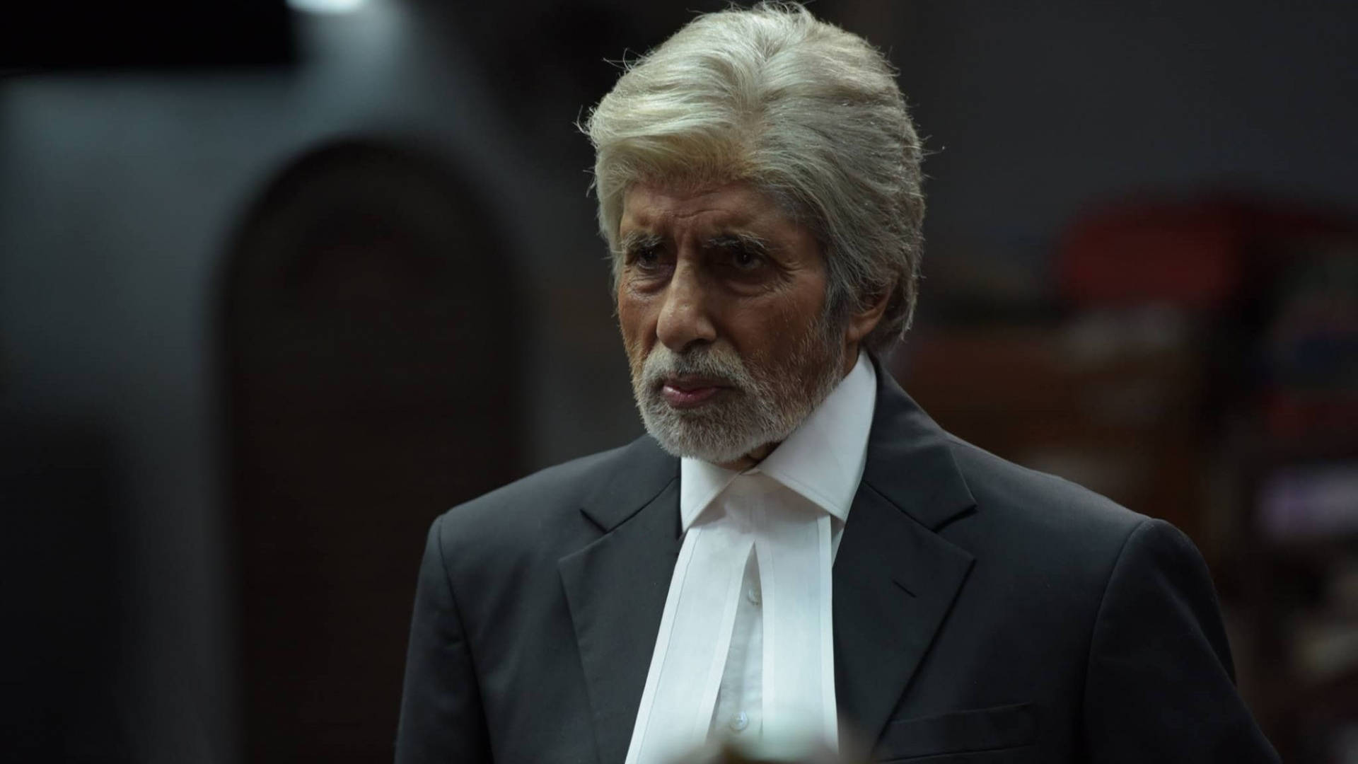 Amitabh Bachchan, black suit, white judicial robe, Full HD Desktop Wallpaper