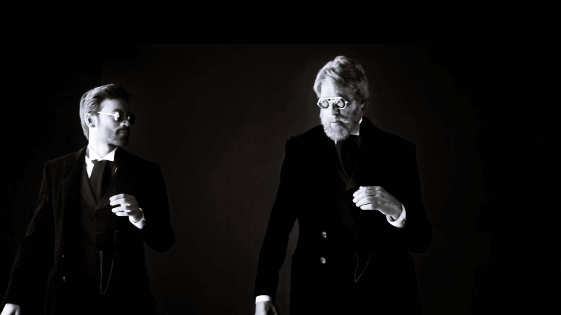 Amitabh Bachchan, black and white lighting, formal suits, Full HD Desktop Wallpaper
