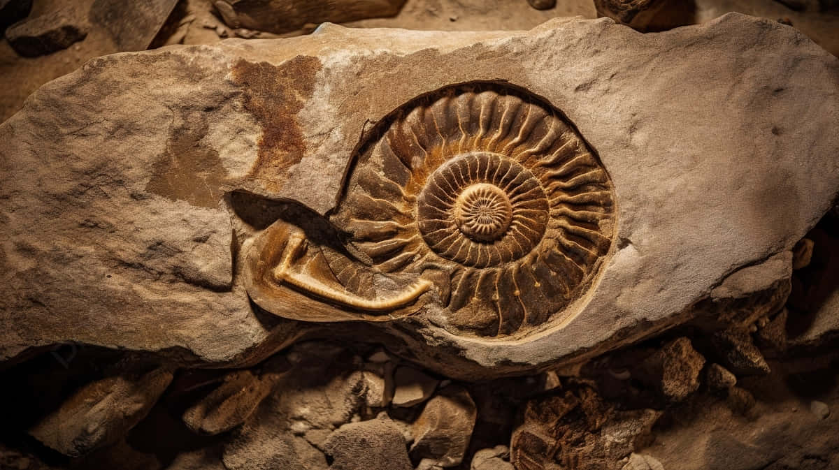 fossilized ammonite, rock, beige, SD Desktop Wallpaper