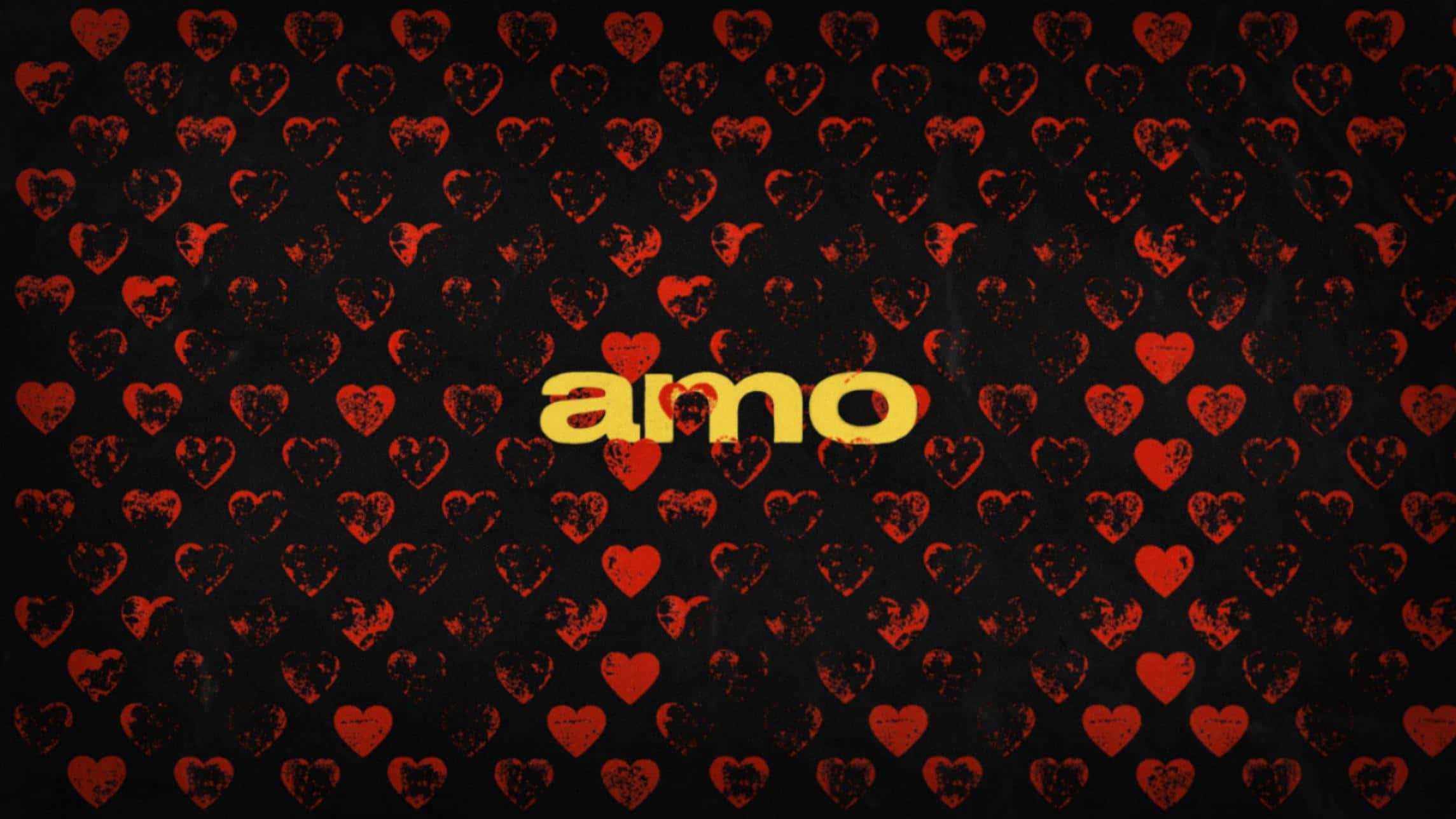 amo, love hearts pattern, black background, Full HD Desktop Wallpaper