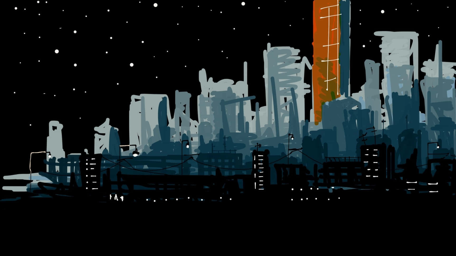 HD Amoled City, city skyline, night, Full HD Desktop Wallpaper