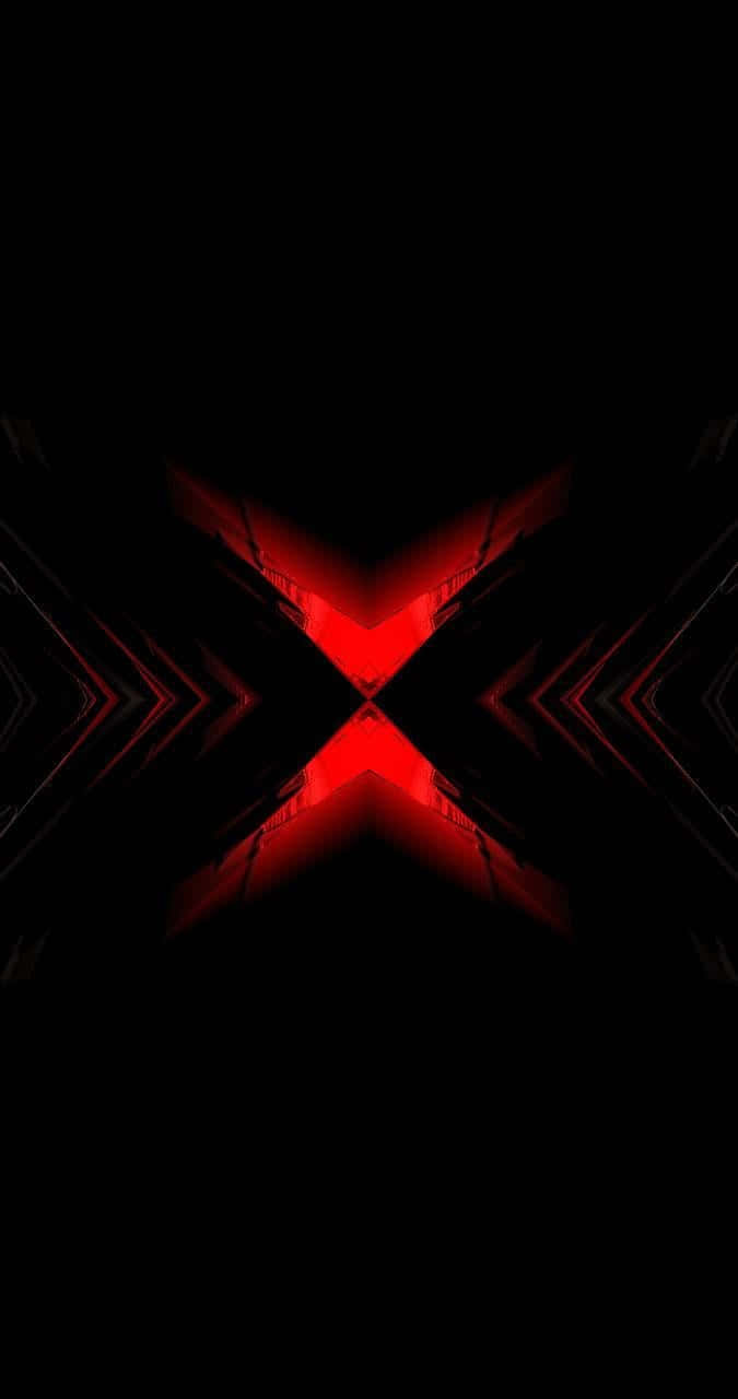 Amoled, red X-shaped light formation, dark void, HD Phone Wallpaper