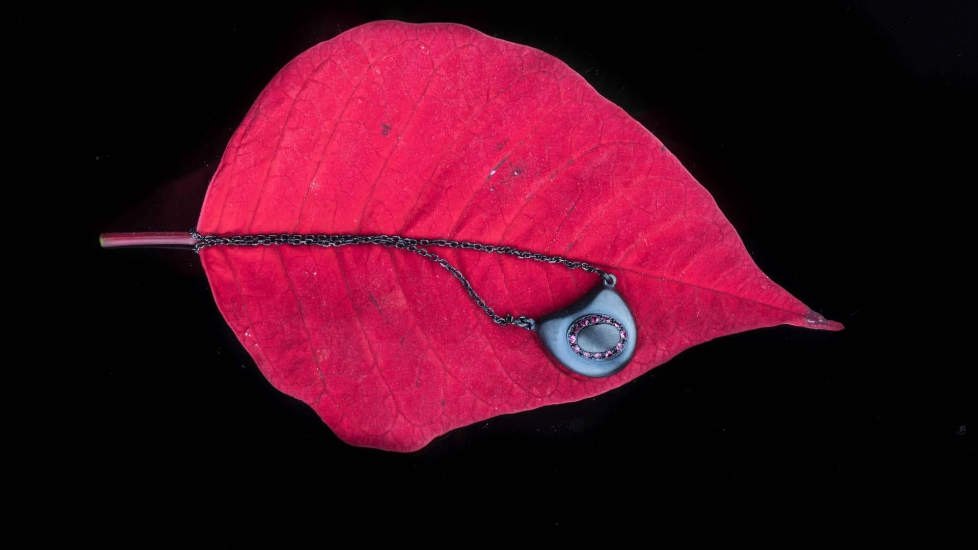 AMOLED, pink leaf, gray pendant, Full HD Desktop Wallpaper