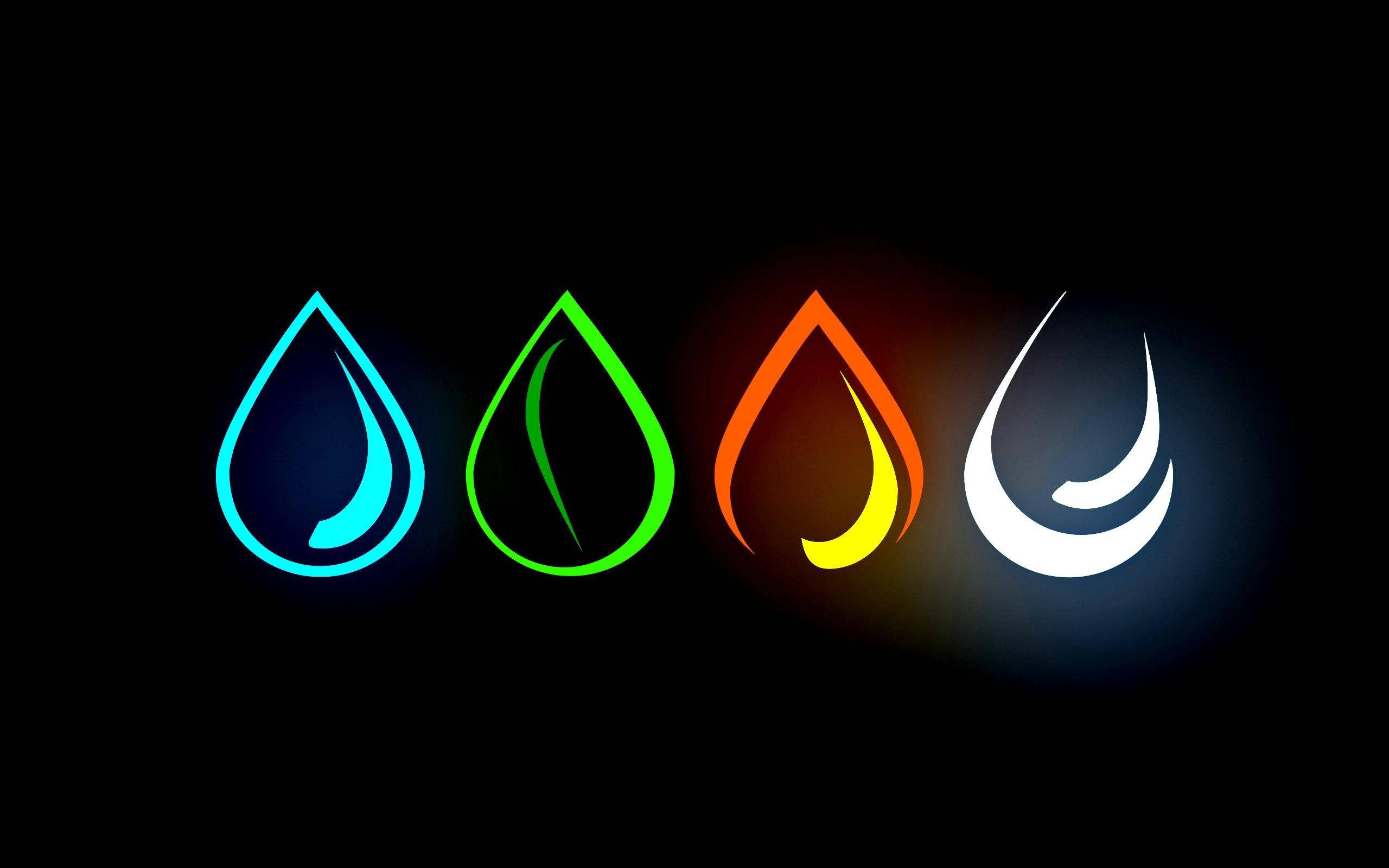 AMOLED Four Elements Color Drops 4K, blue, green, 2K Desktop Wallpaper