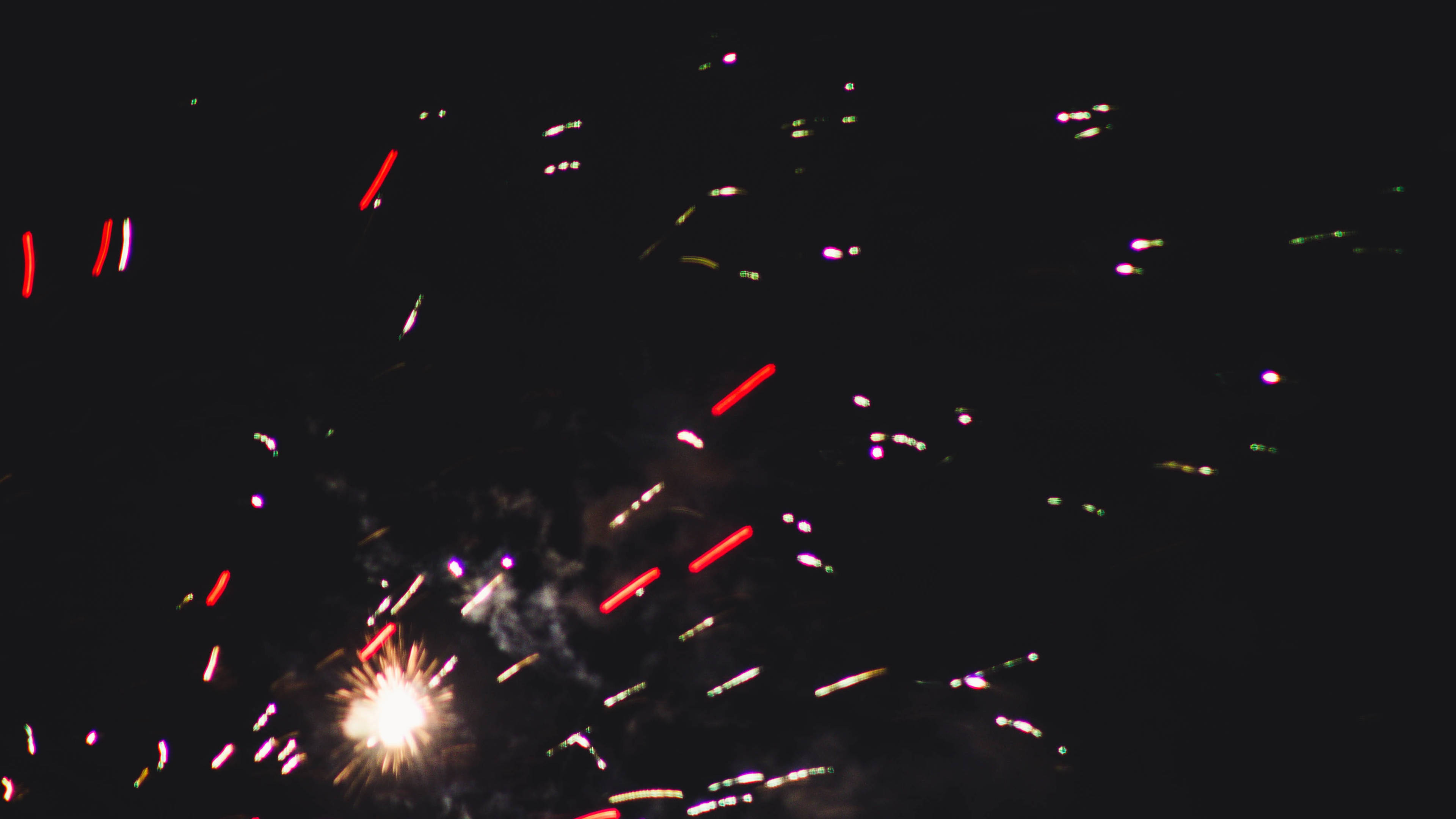 AMOLED Fireworks 4K, fireworks display, dark night sky, 4K Desktop Wallpaper