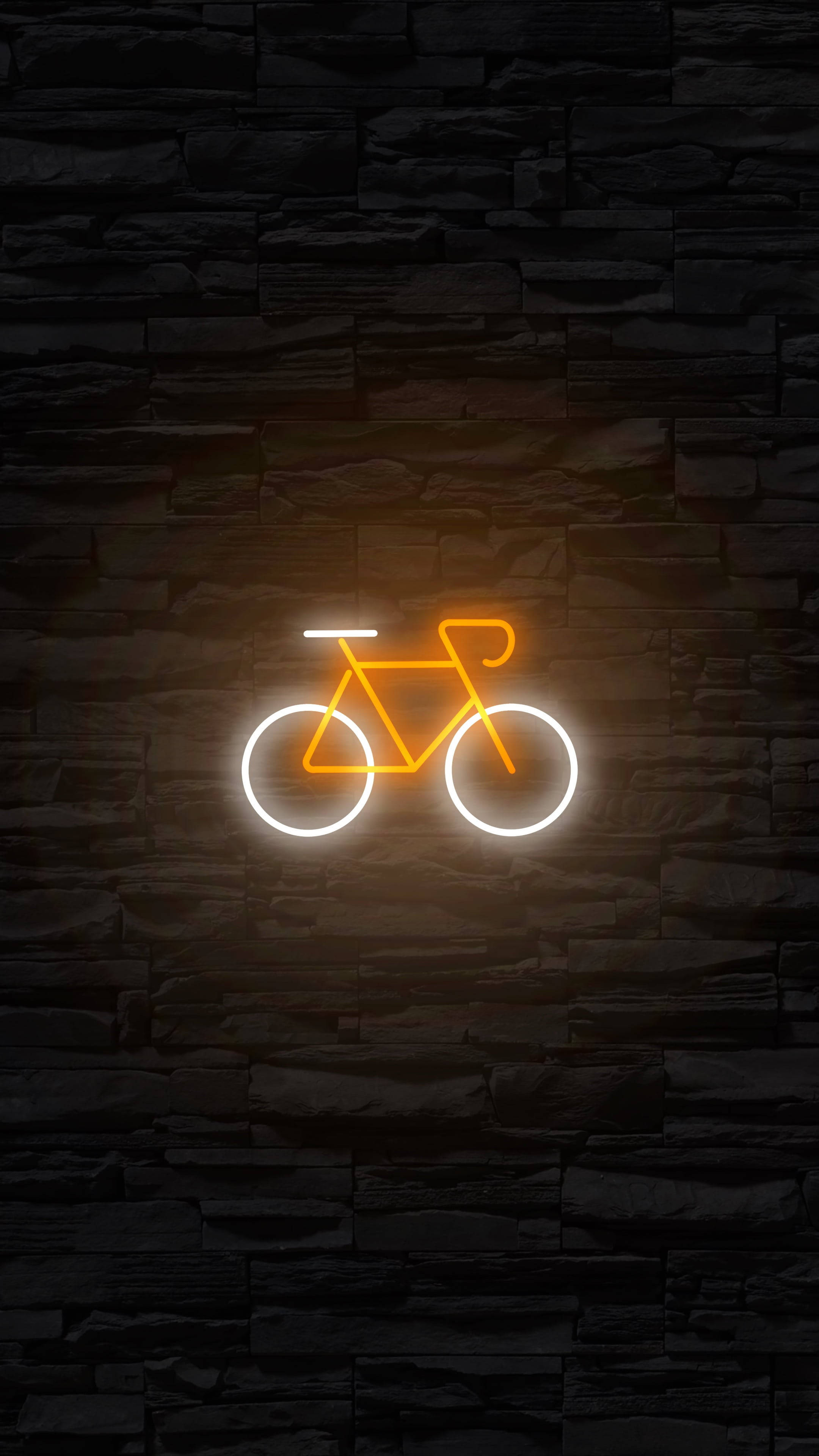 Amoled Android, neon yellow, bicycle sign, 4K Phone Wallpaper