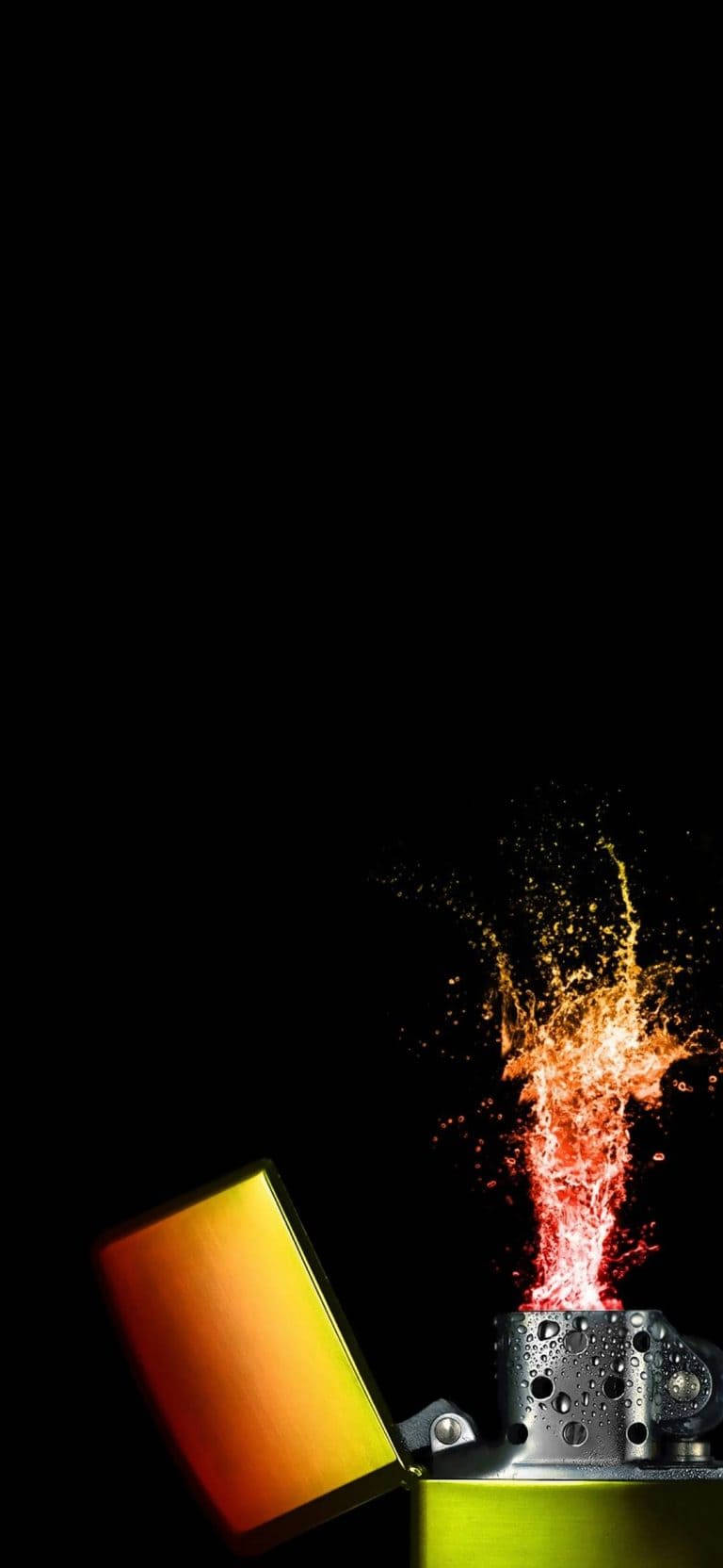 AMOLED Android Fire Lighter, metallic lighter, fiery orange sparks, HD Phone Wallpaper