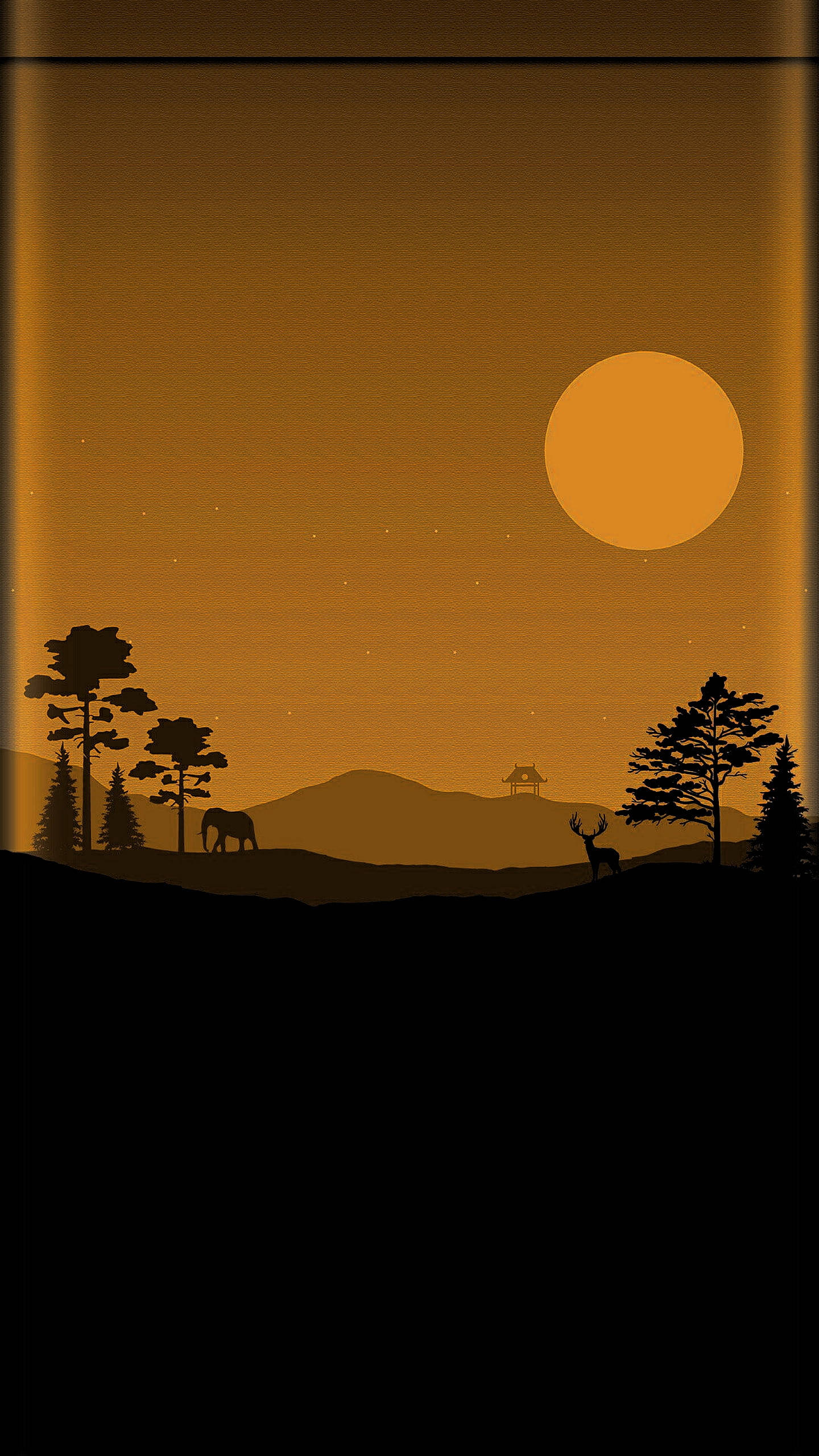 Amoled Android, vintage art, golden twilight, 2K Phone Wallpaper