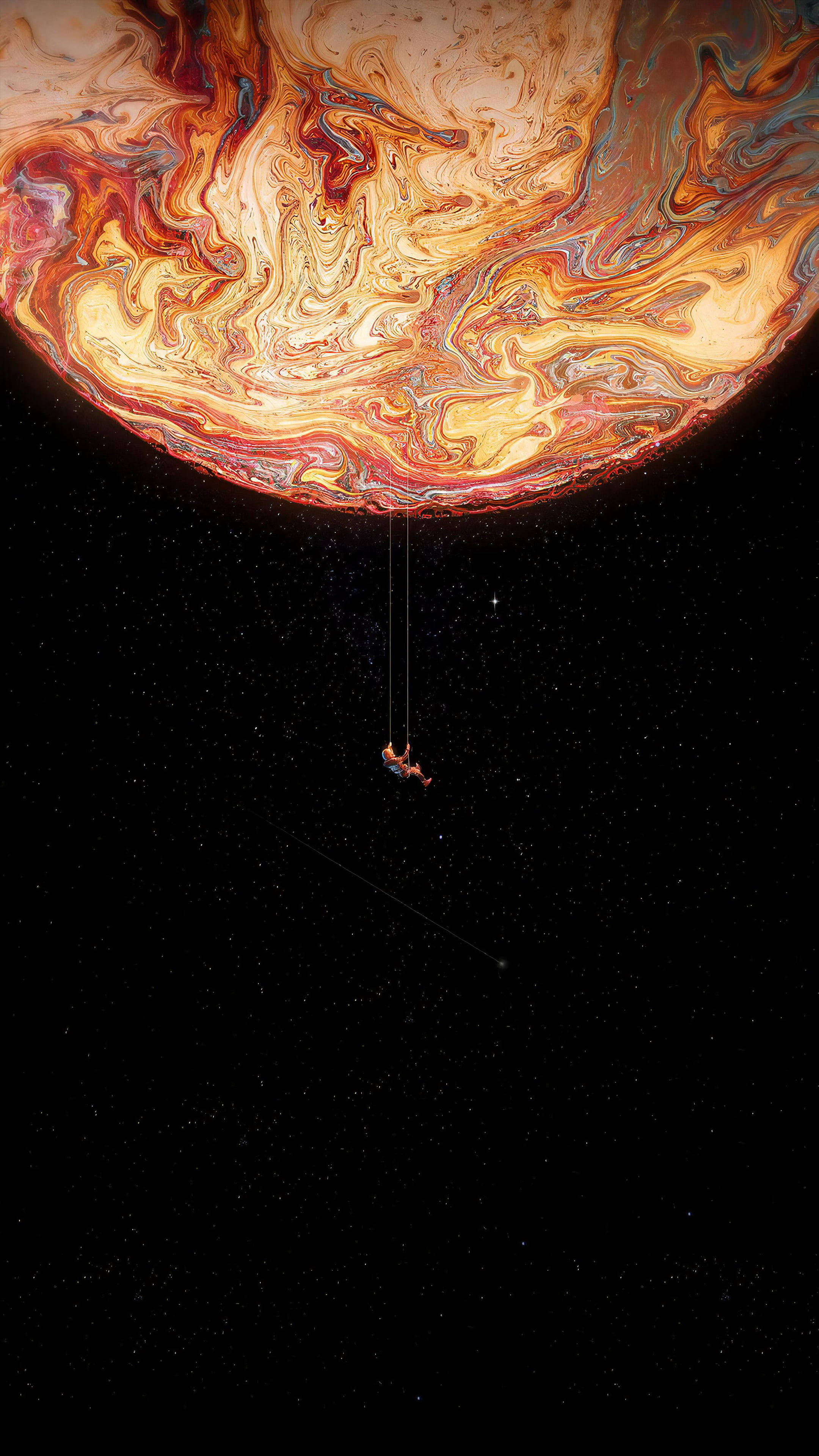 Amoled Android, fantasy planet, astronaut, 4K Phone Wallpaper