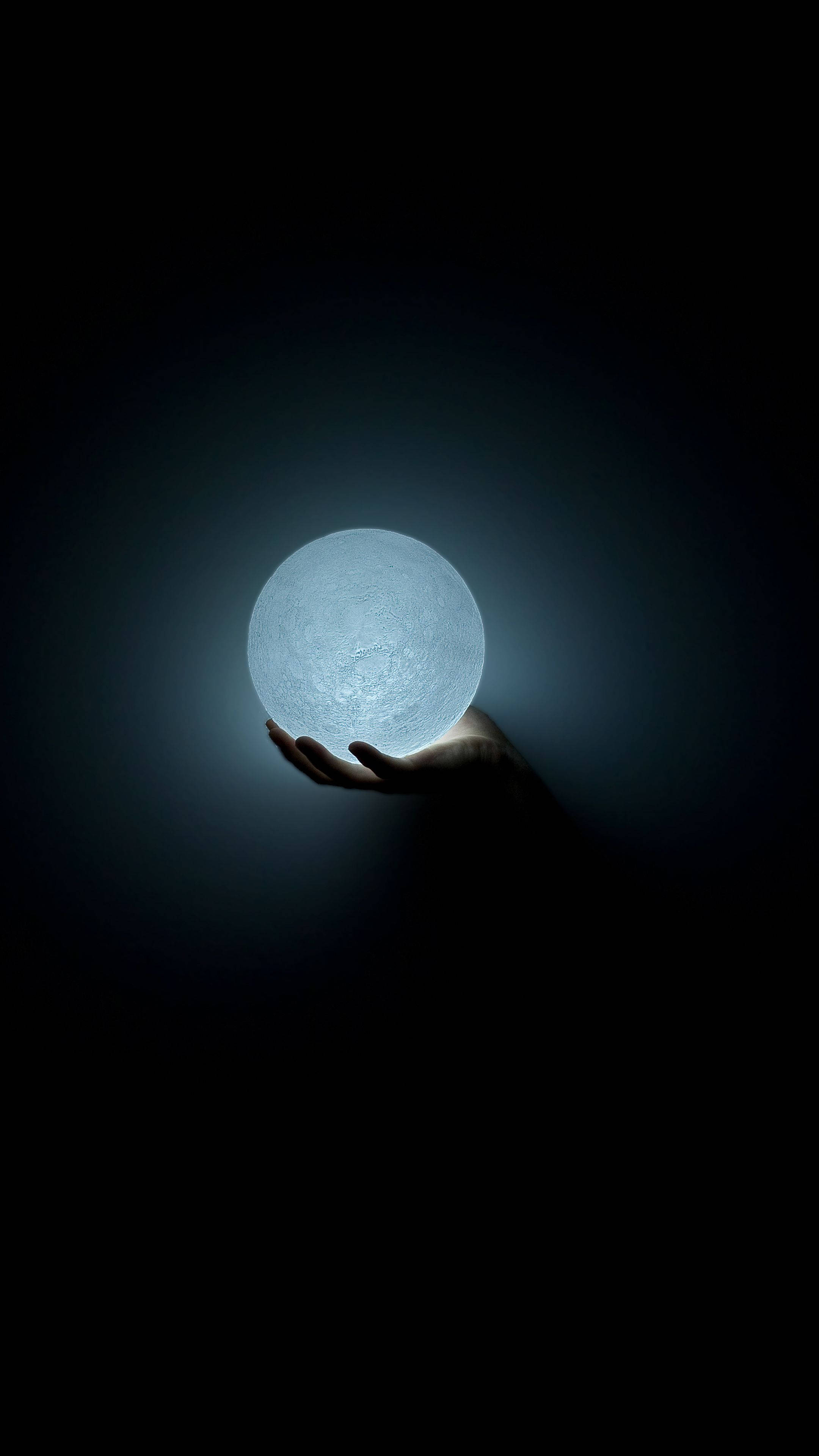 Amoled, glowing light ball, glowing textured moon, 4K Phone Wallpaper
