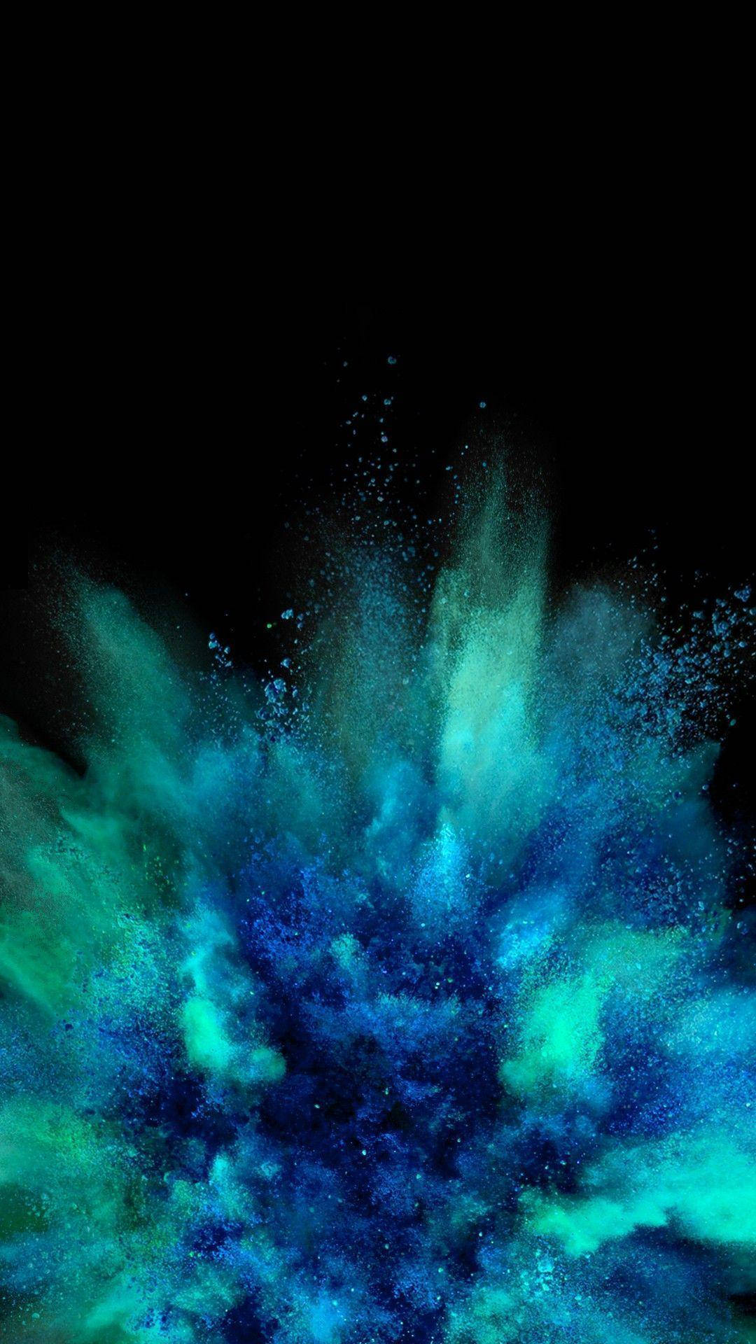 Amoled Explosion of Blue Powders, blue, teal, Full HD Phone Wallpaper