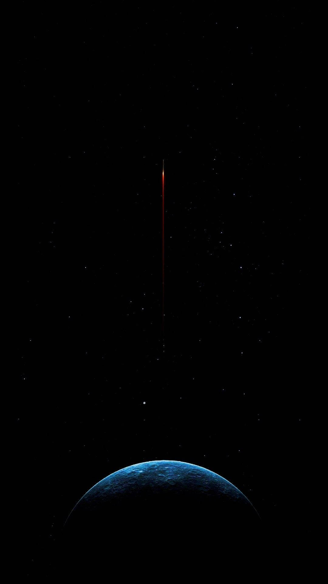 surface of the moon, Amoled, glowing orange rocket, Full HD Phone Wallpaper