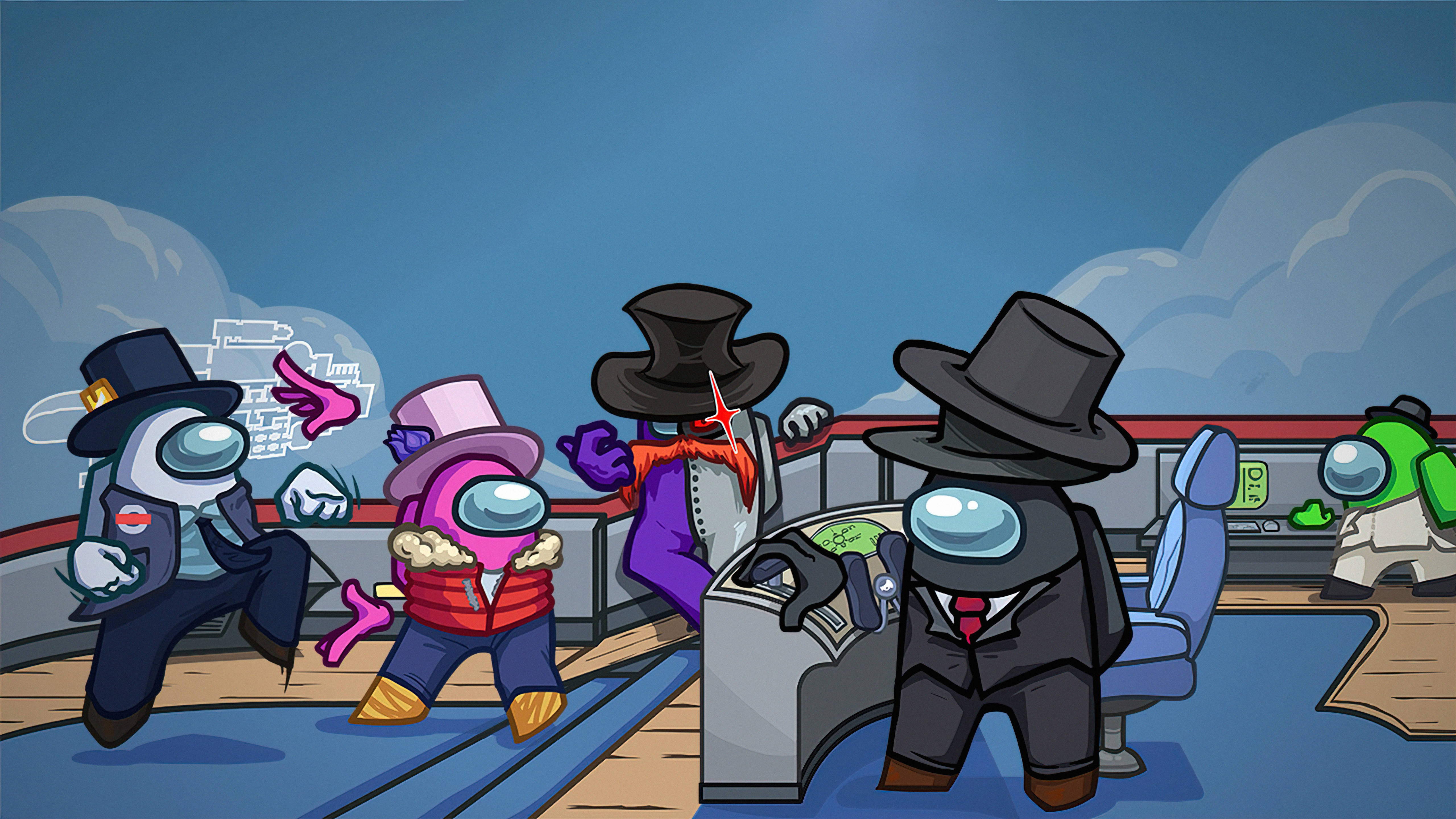 Among Us, top hats, suits, 5K Desktop Wallpaper