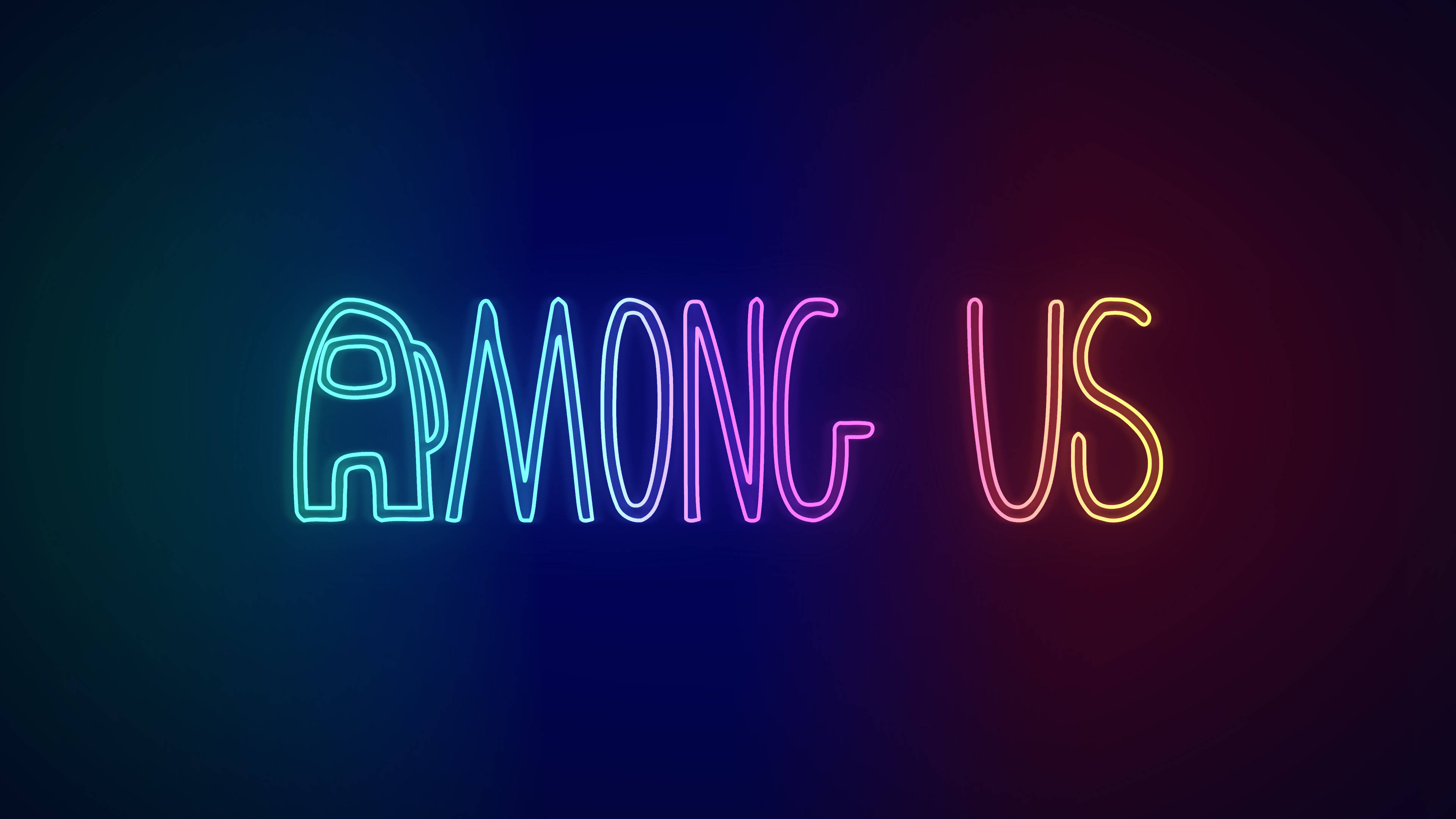 Neon Logo Among US 4K, AMONG US, neon text, 4K Desktop Wallpaper