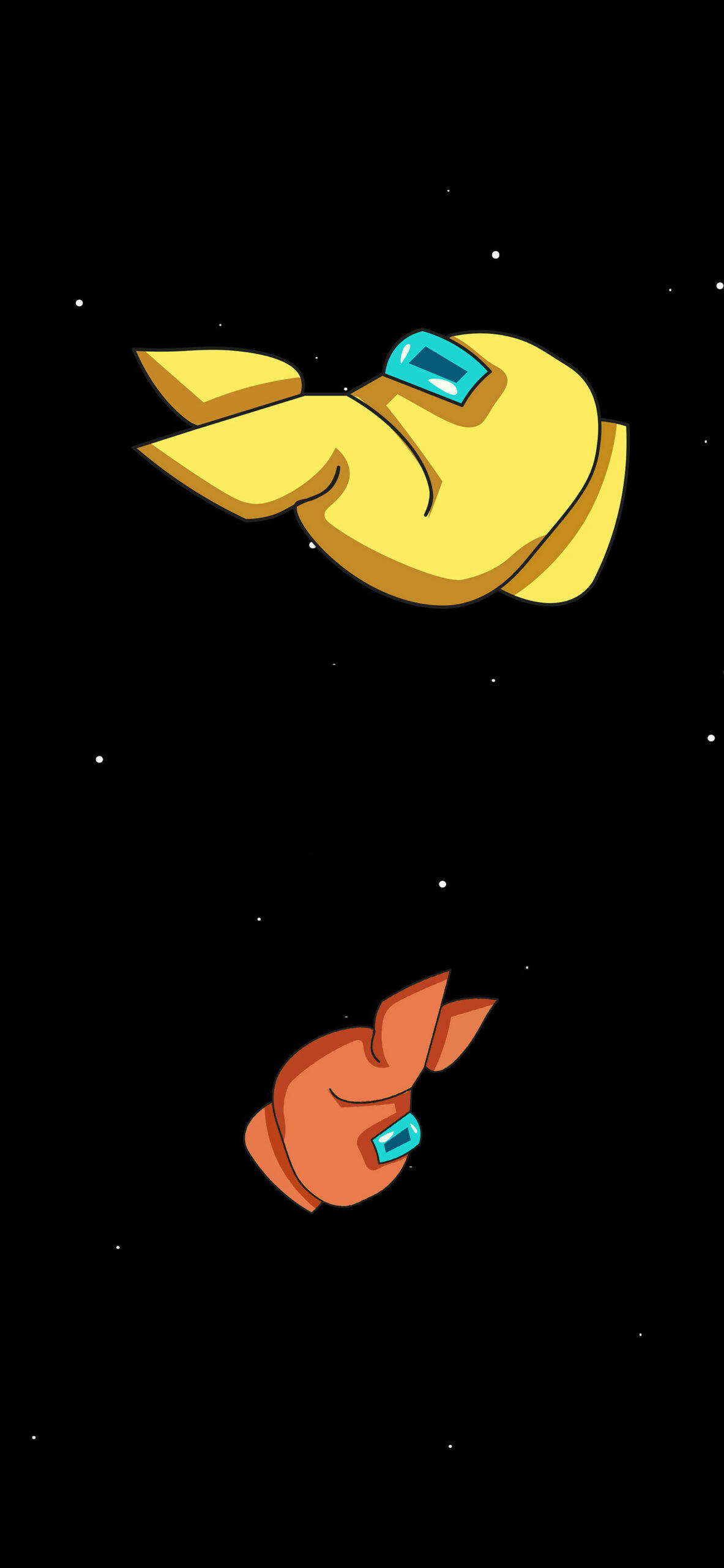 Among US 4K, orange crewmate, yellow crewmate, 2K Phone Wallpaper