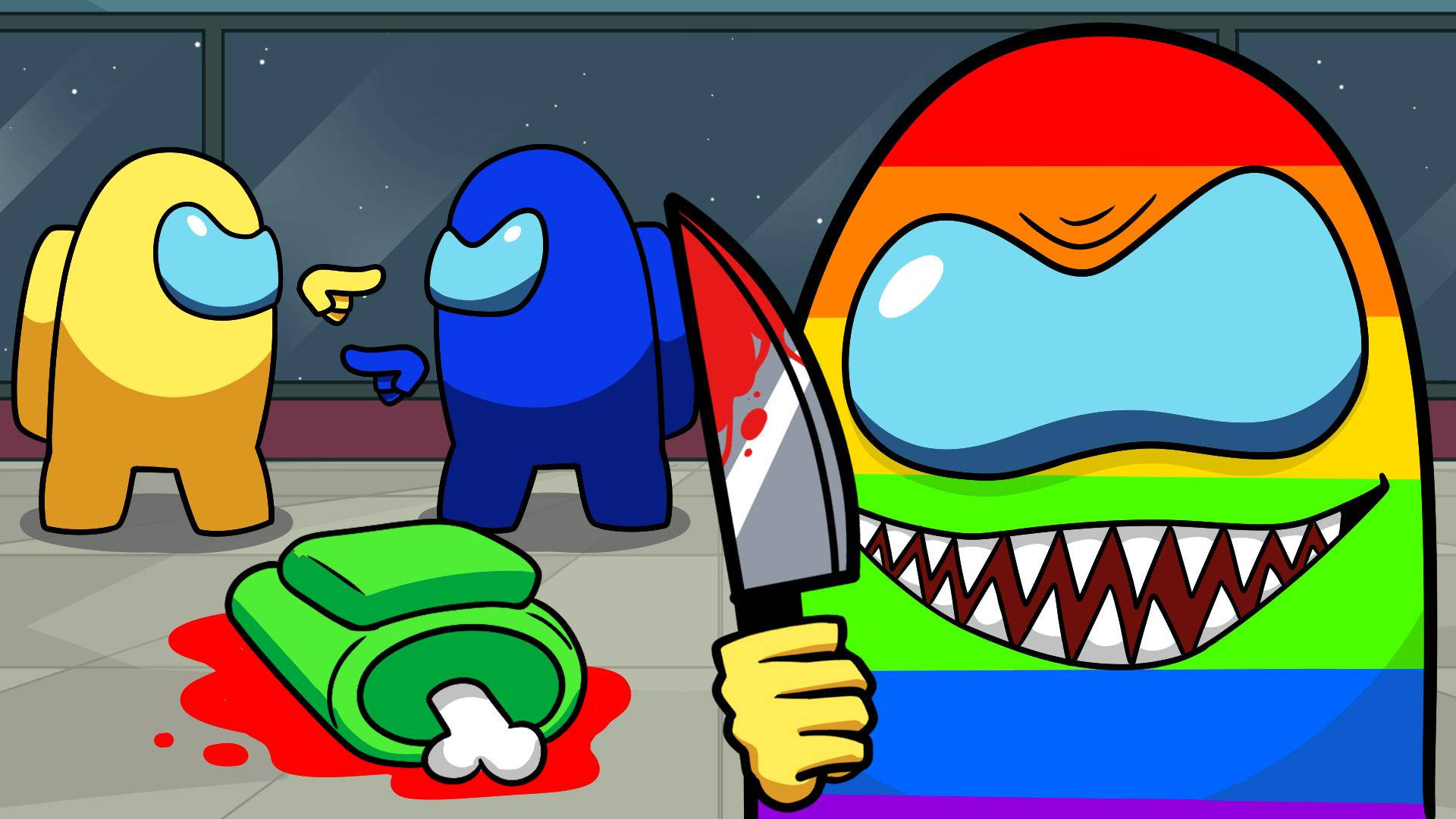 Among Us, rainbow crewmate, imposter, Full HD Desktop Wallpaper