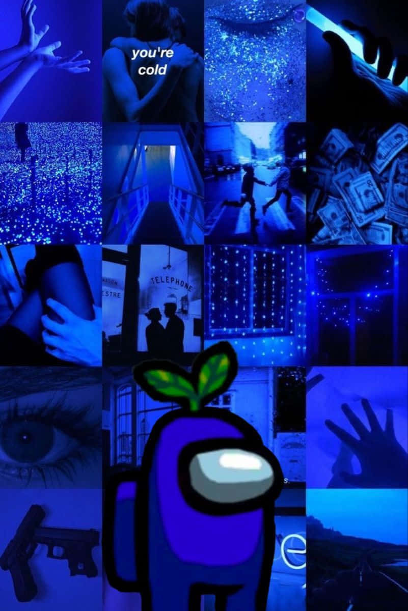 Among Us, blue-toned, glowing Among Us character, SD Phone Wallpaper