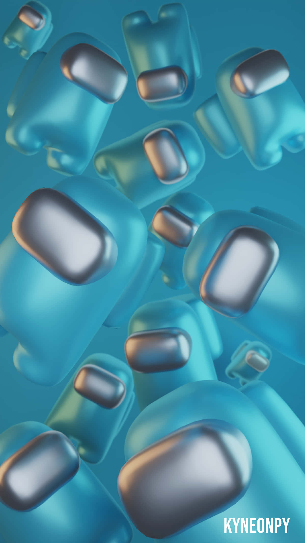 Among US Blue, kymedyny, translucent blue geometric shapes, Full HD Phone Wallpaper