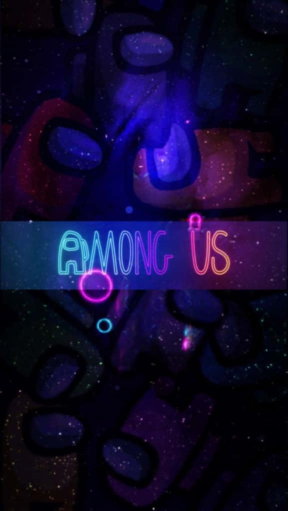 Among Us Blue, Neon glowing, cosmic background, SD Phone Wallpaper