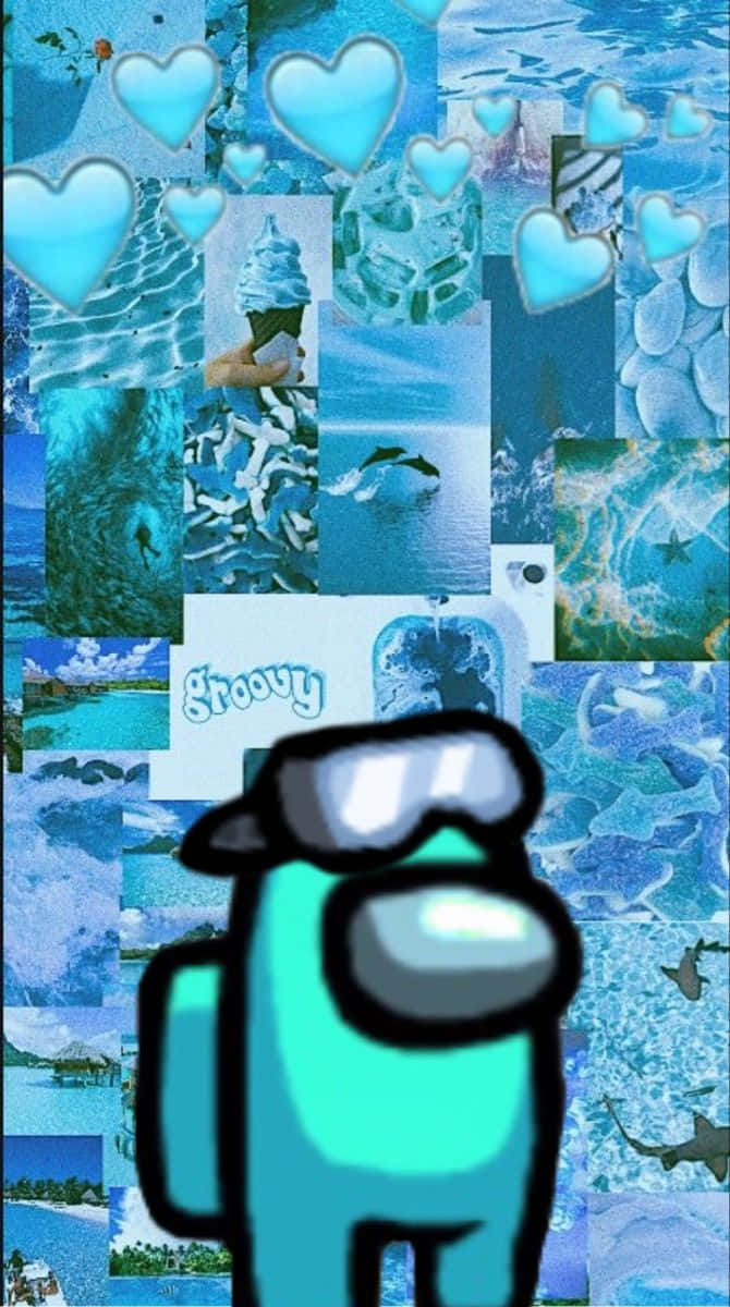 Among Us, teal, sunglasses, SD Phone Wallpaper