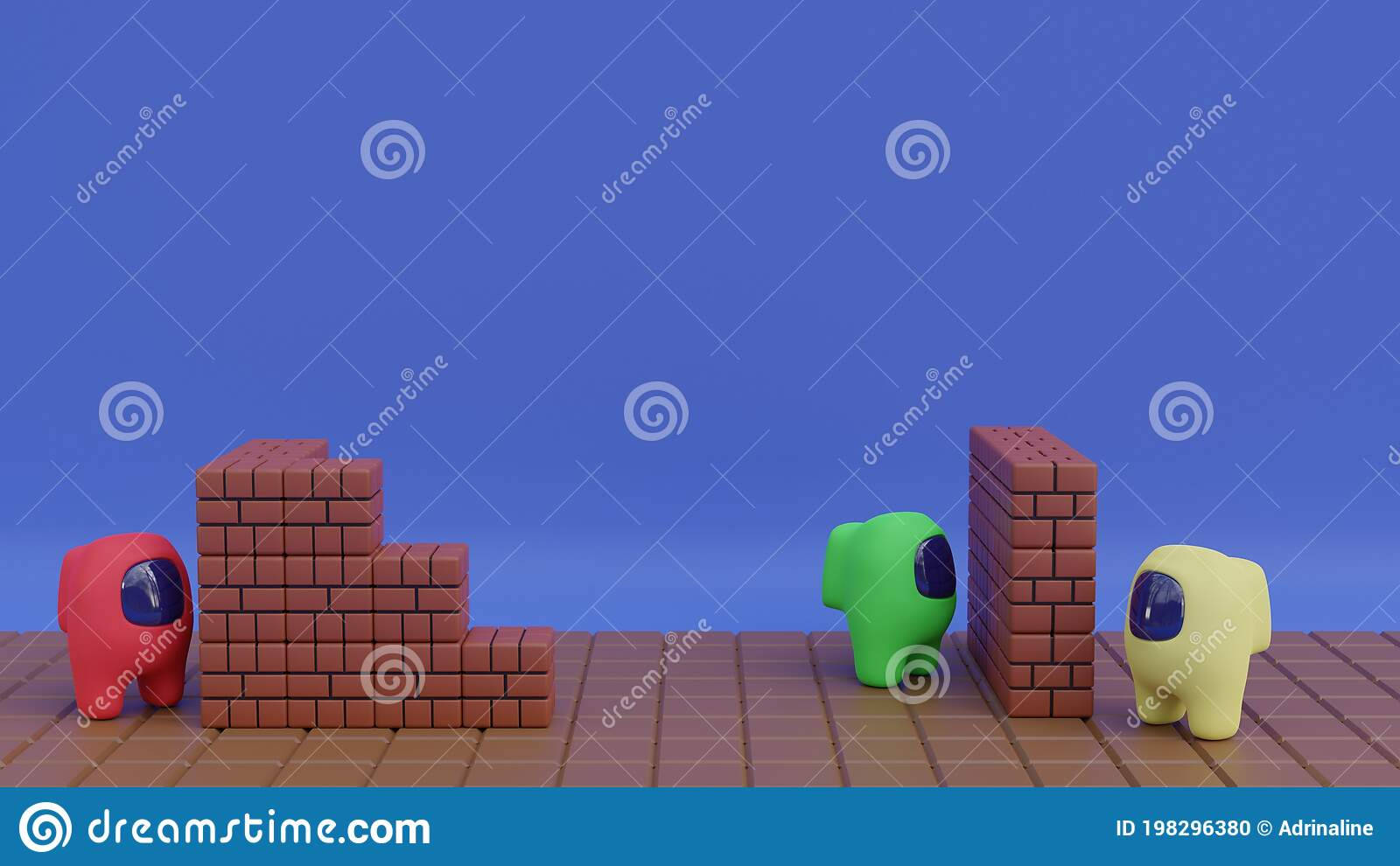Among Us, blue, brick walls, HD Desktop Wallpaper