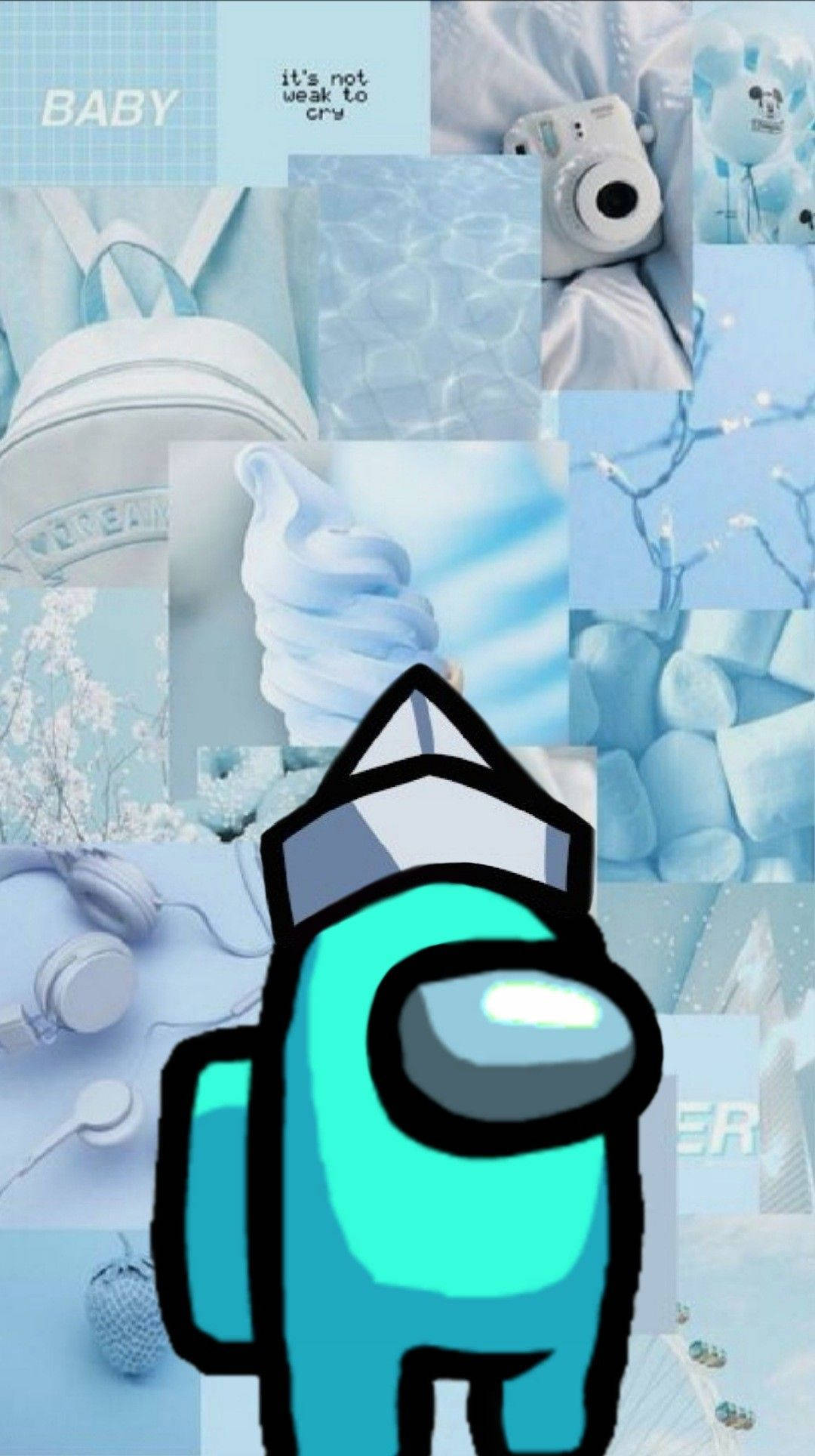 Among Us, teal, soft blue, Full HD Phone Wallpaper