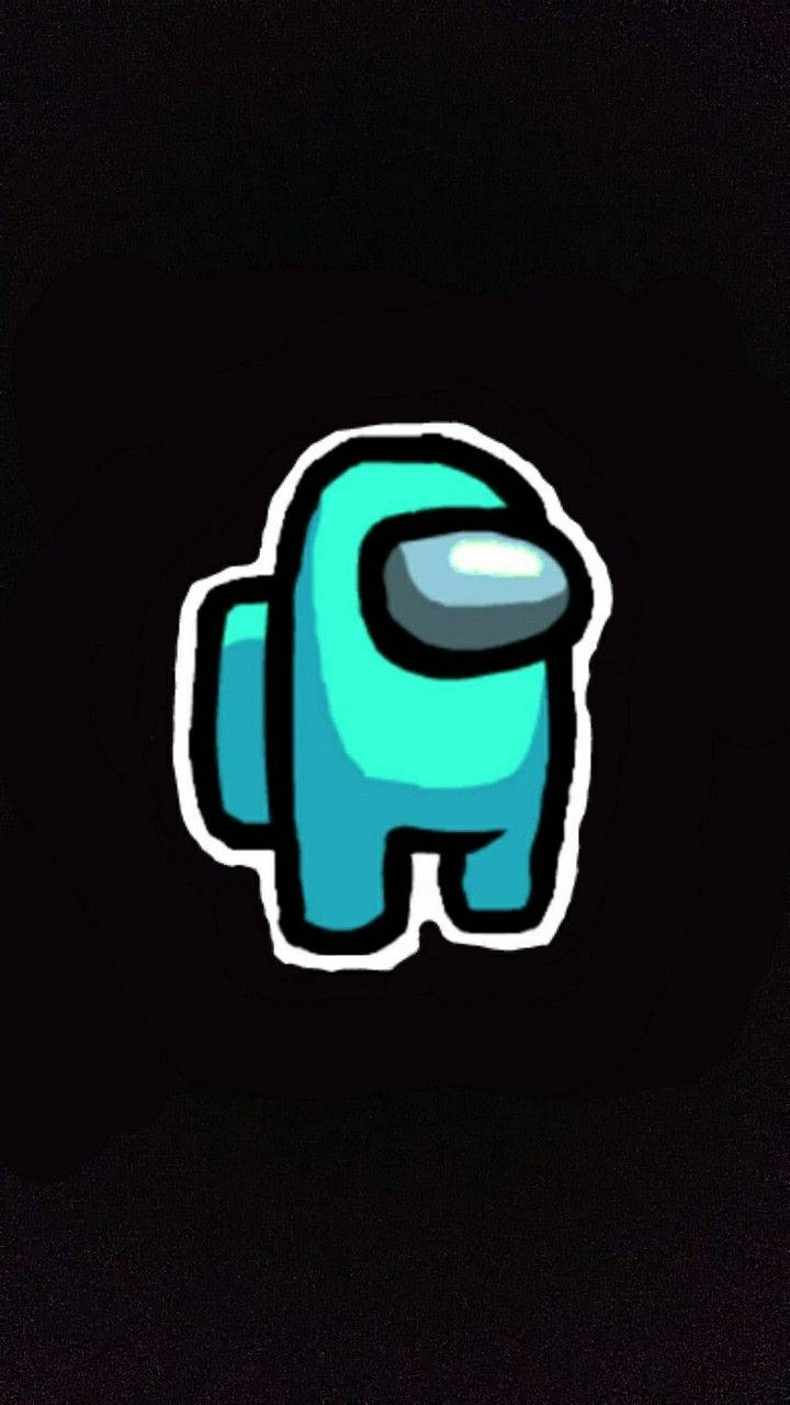Among Us, cyan, black background, HD Phone Wallpaper