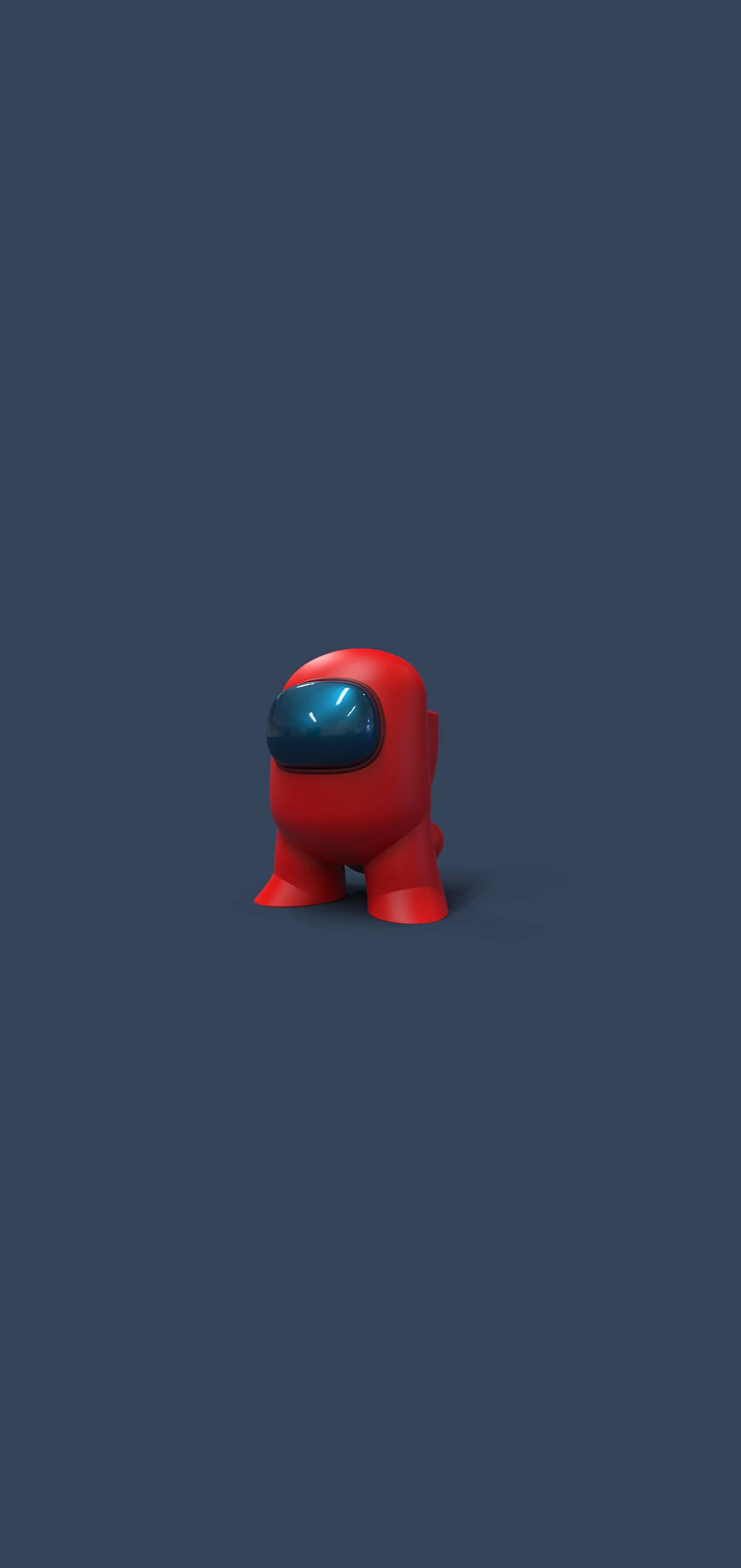 Among US Blue, red astronaut, reflective helmet, 2K Phone Wallpaper