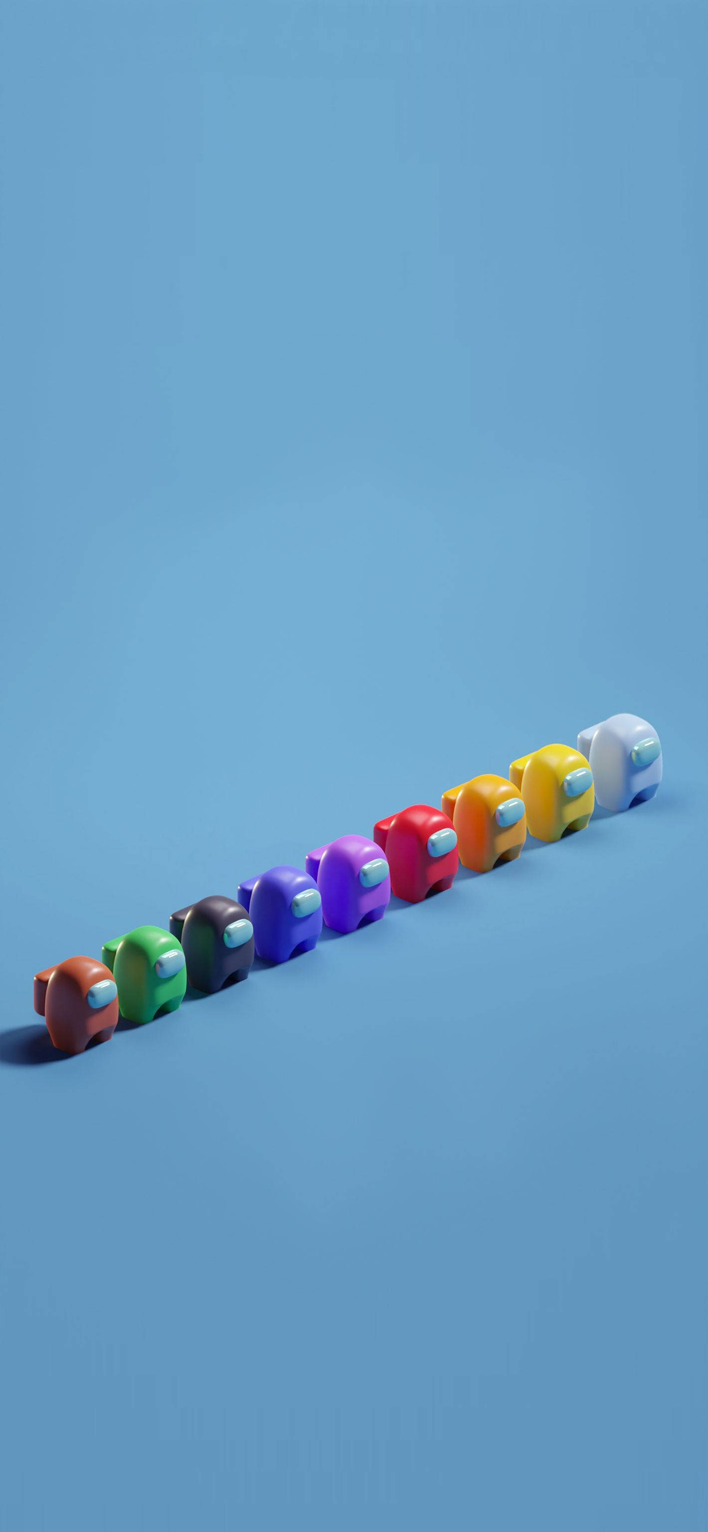 Among Us, blue background, colorful Among Us characters, 2K Phone Wallpaper