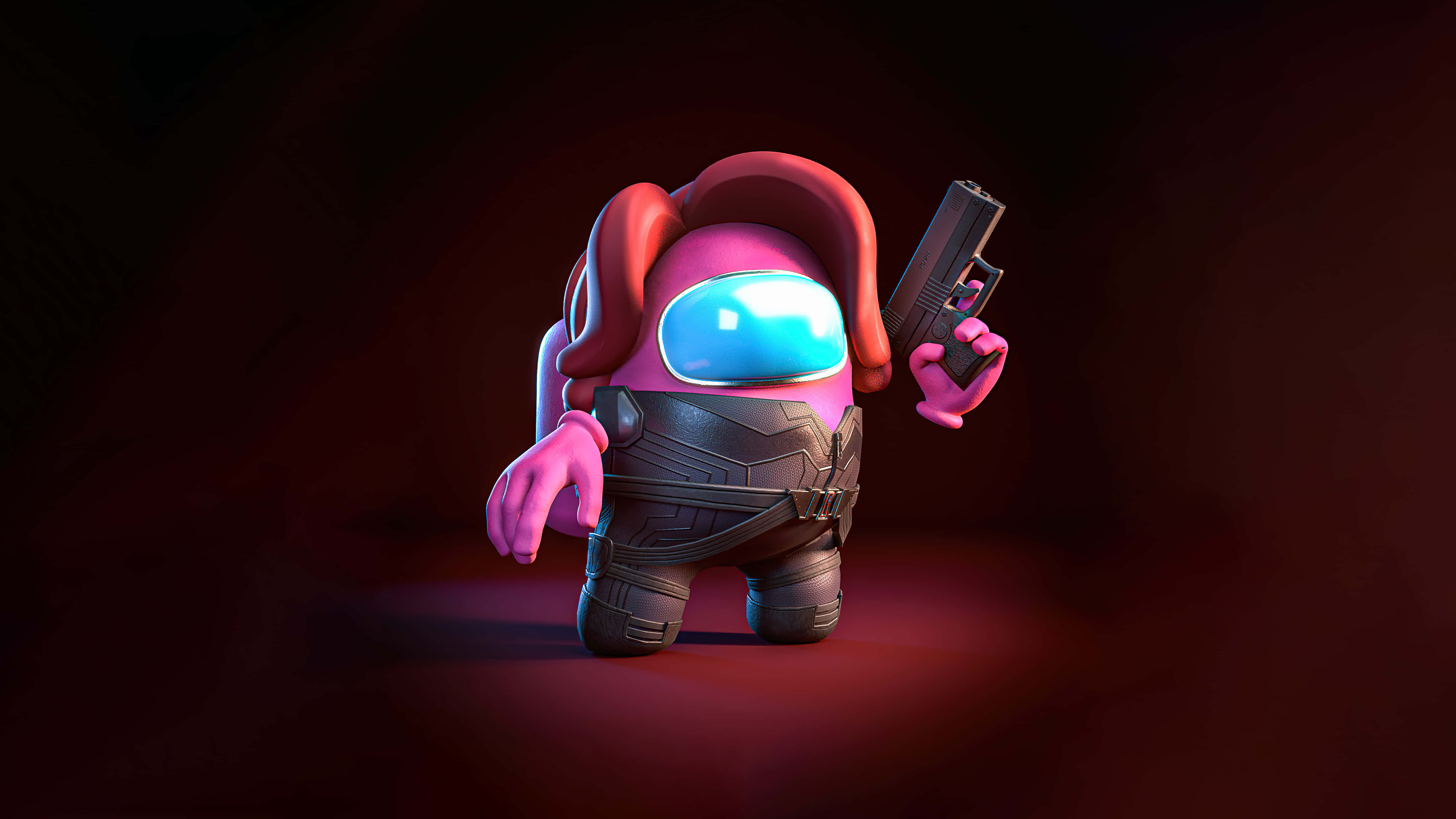 Among Us character, pink, red hair, 5K Desktop Wallpaper