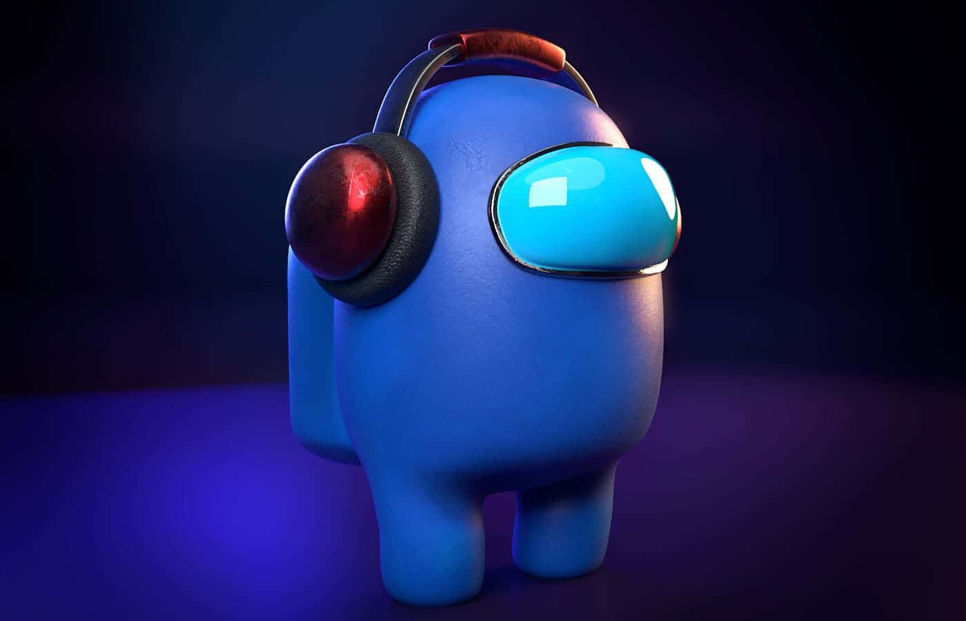 Among Us character, blue, headphones, HD Desktop Wallpaper