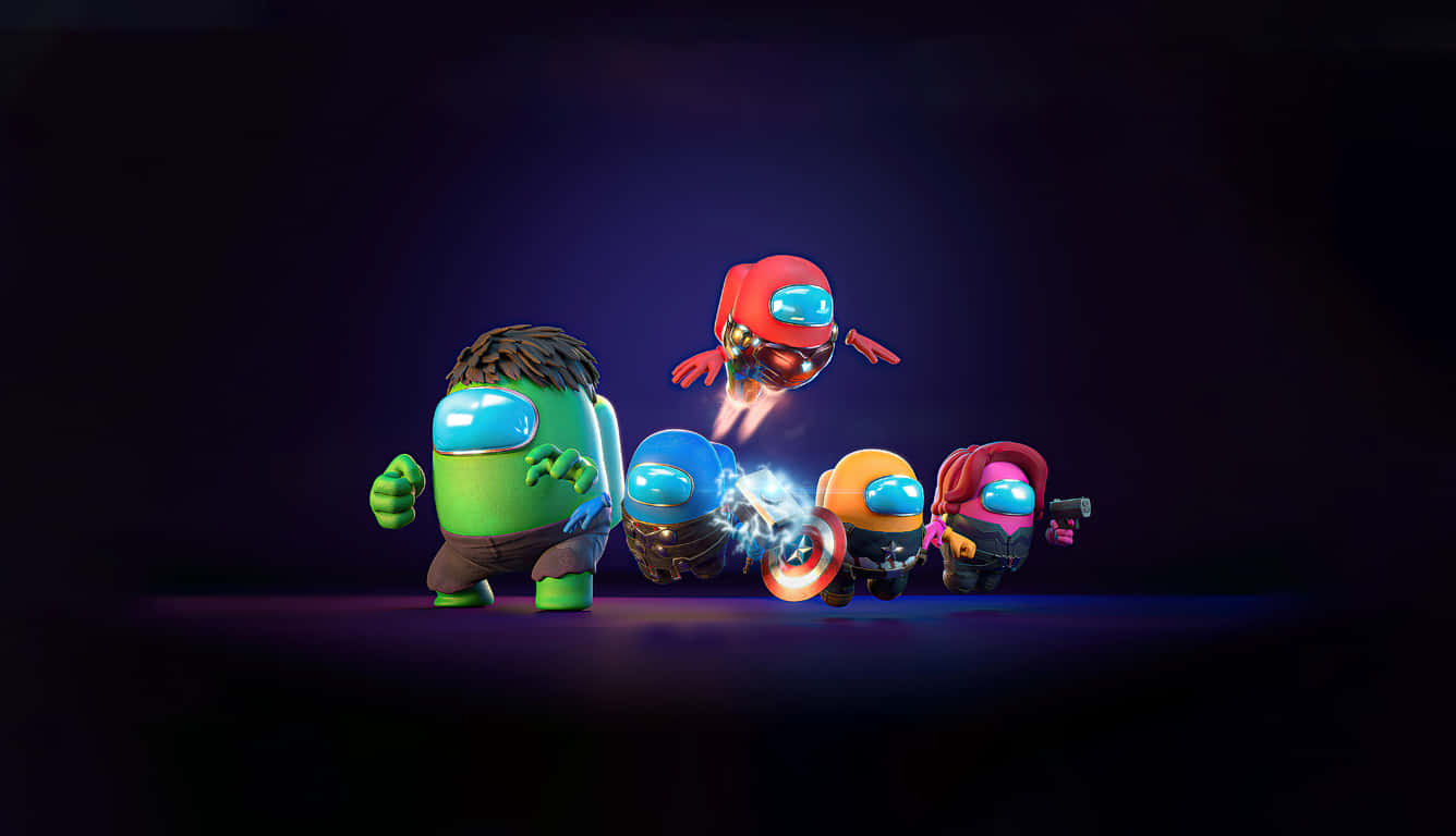 Among Us character, superhero gear, colorful, HD Desktop Wallpaper